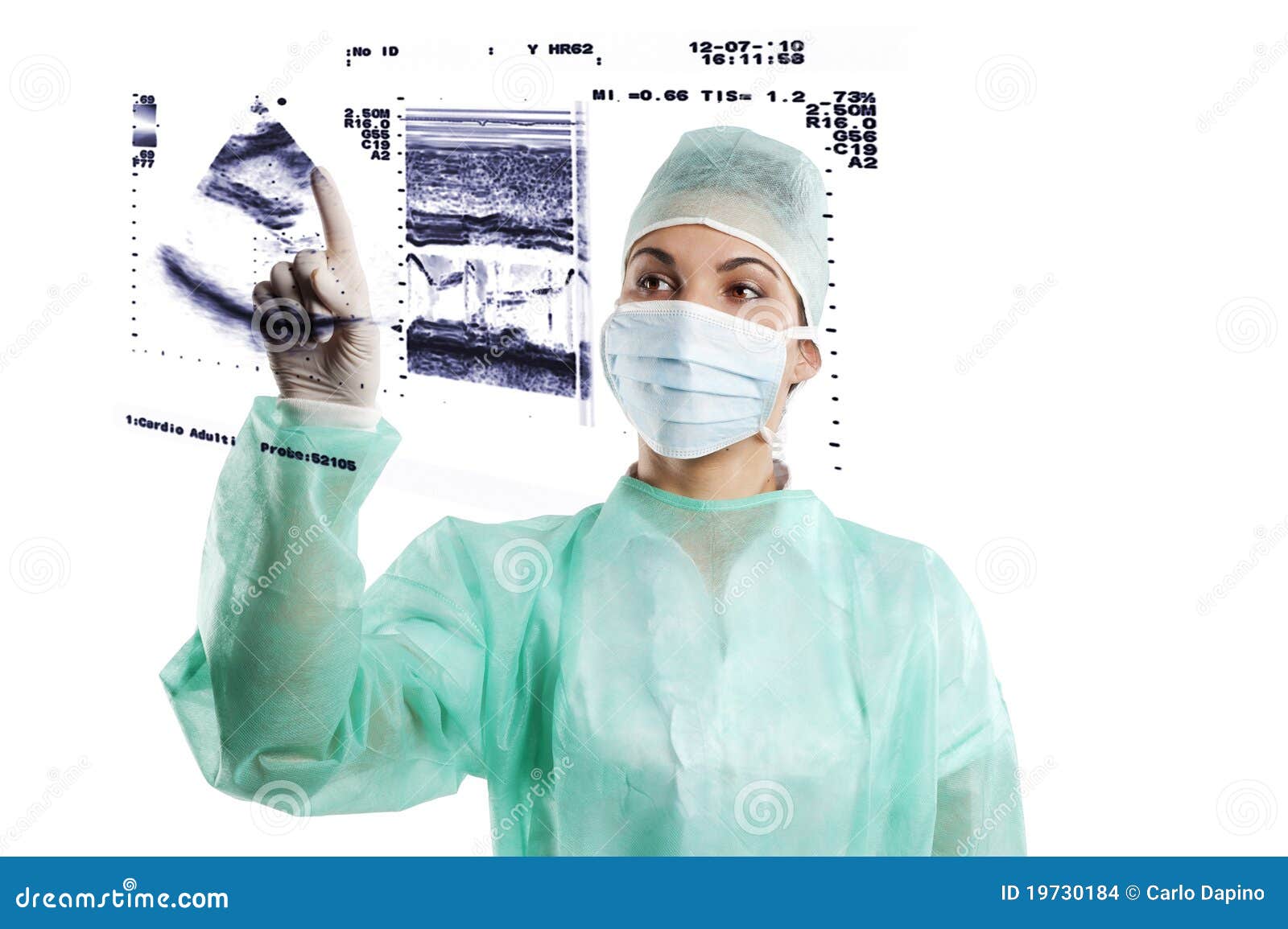 Nurse in Surgery Dress on Touch Screen Stock Photo Image of examine