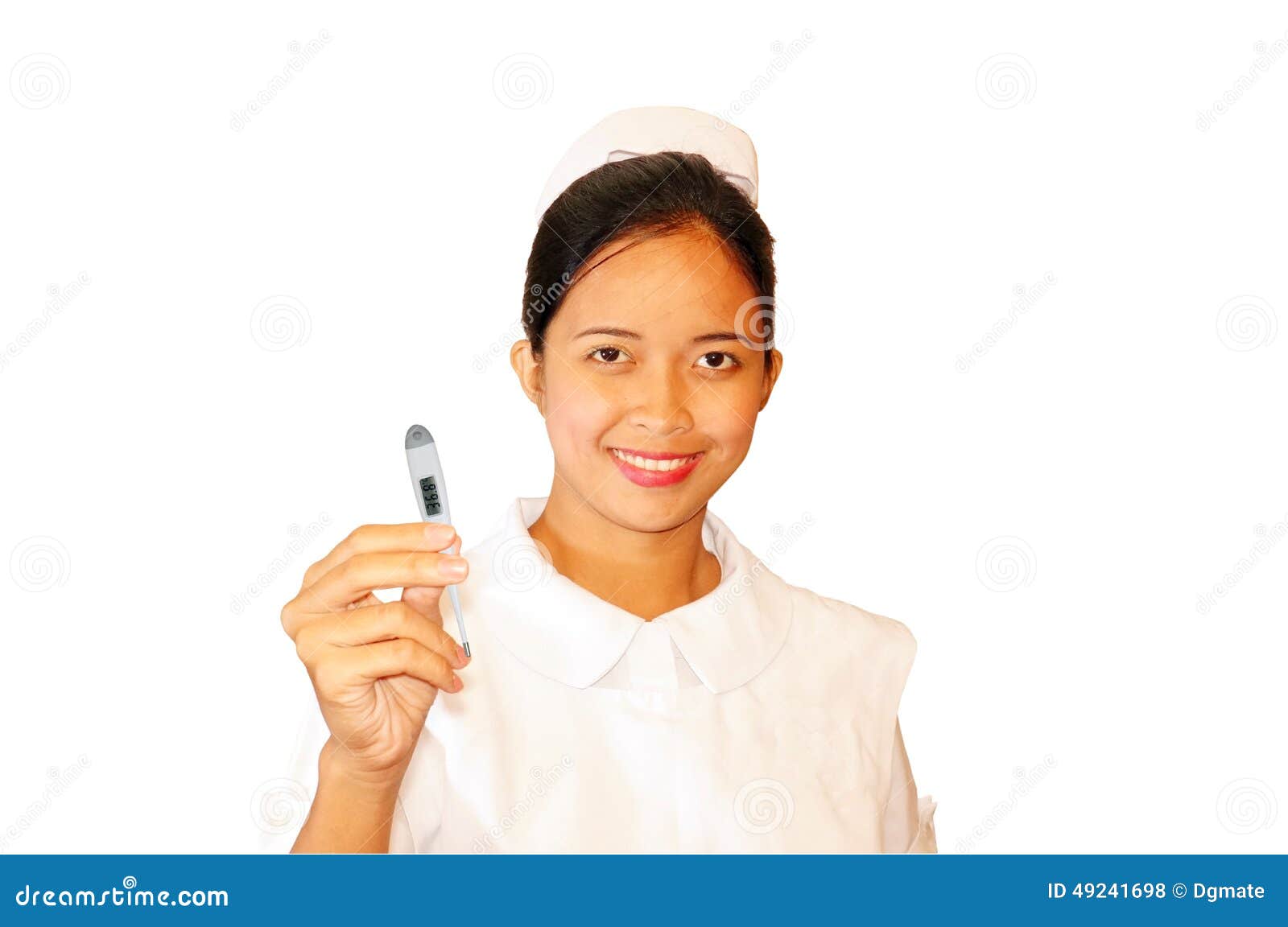 Nurse with a thermometer stock photo. Image of laboratory 49241698