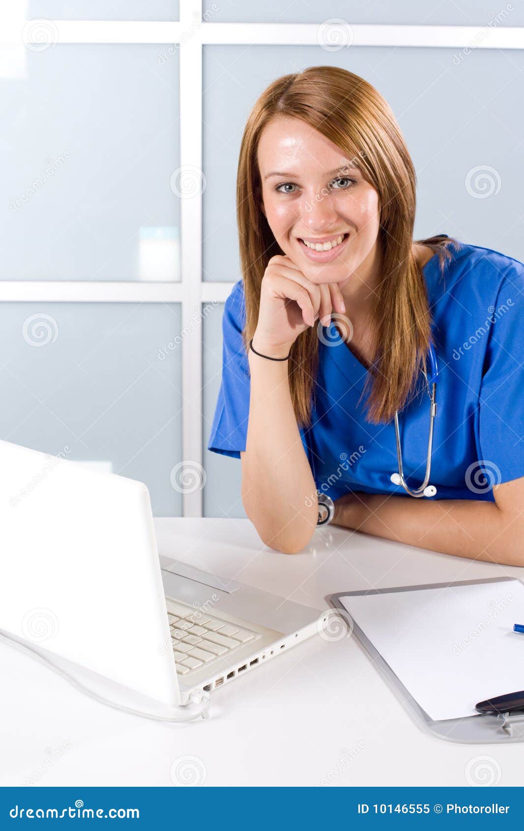 Nurse Thinking In A Modern Office Royalty Free Stock Photo Image