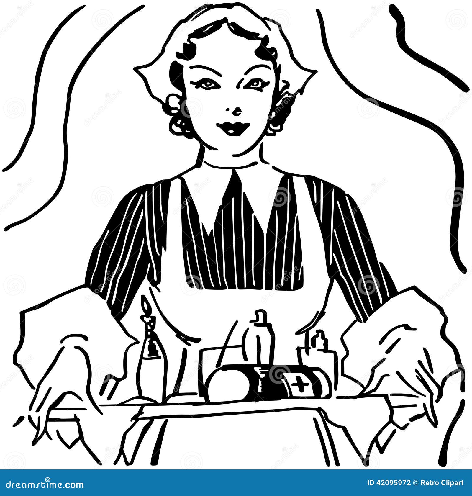 Nurse with Tray of Medicine Stock Vector - Illustration of females