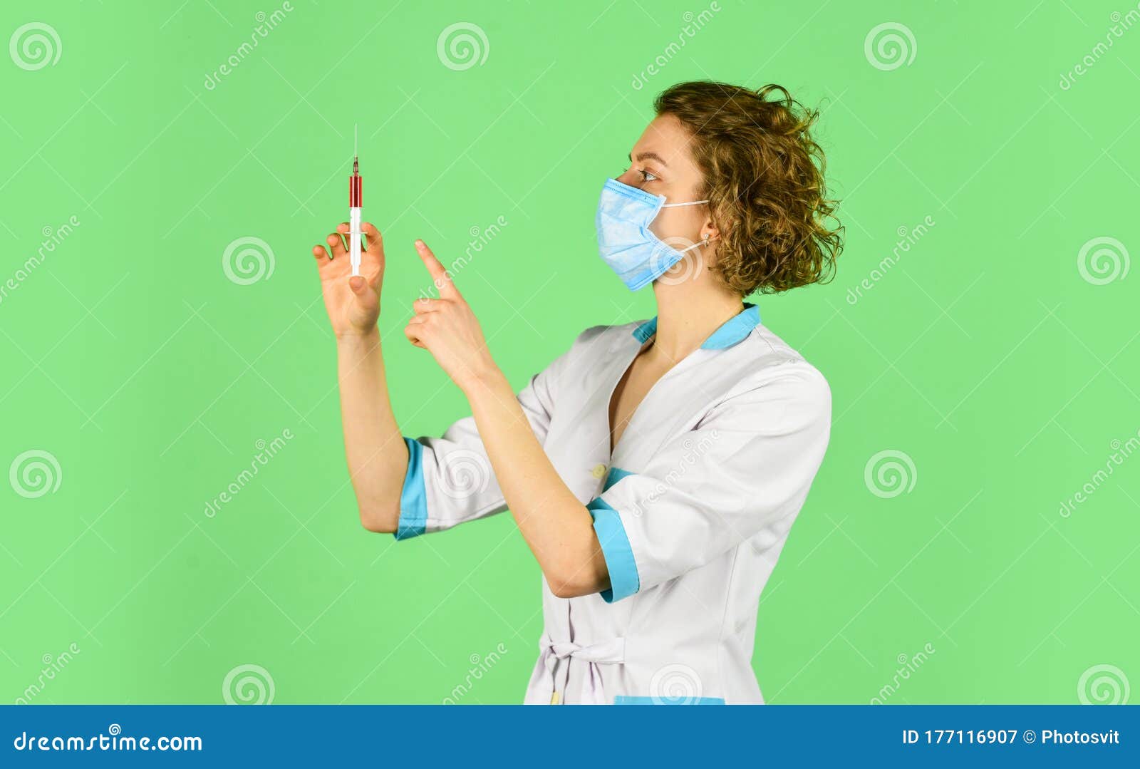 Nurse Wear Respirator Mask Physician Giving Vaccine Hpv Concept