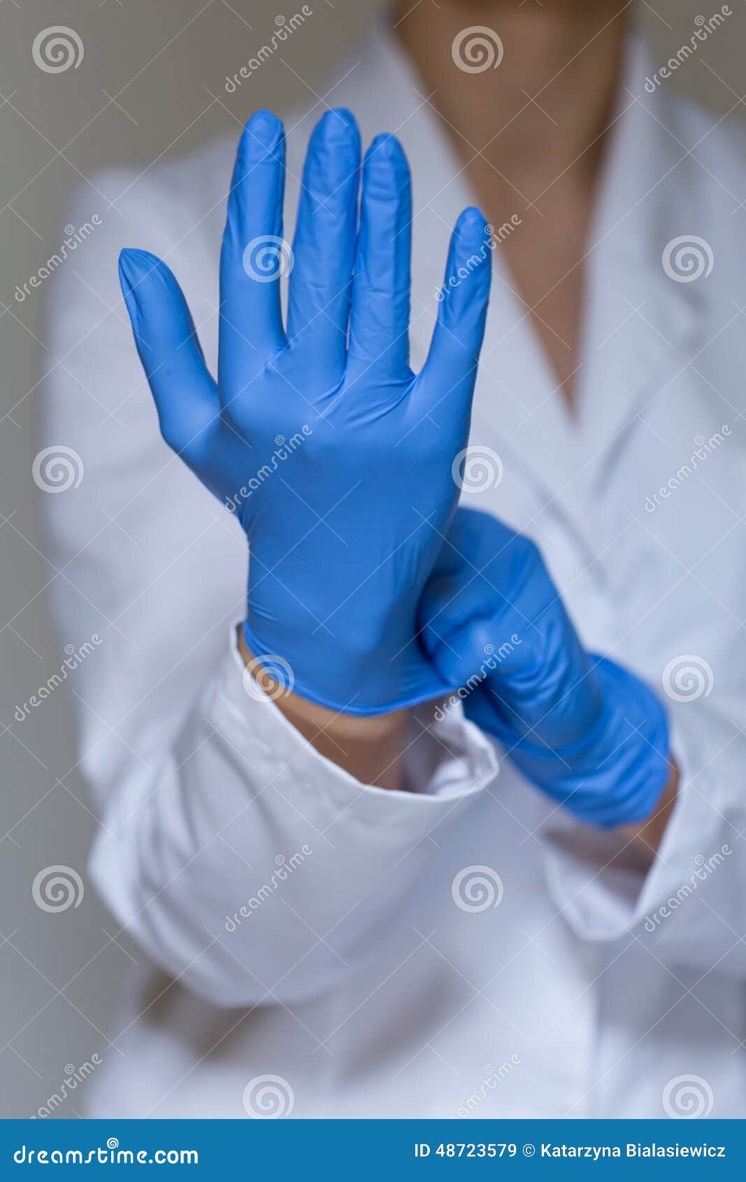 Nurse Wearing Protective Gloves Stock Image Image of practicing