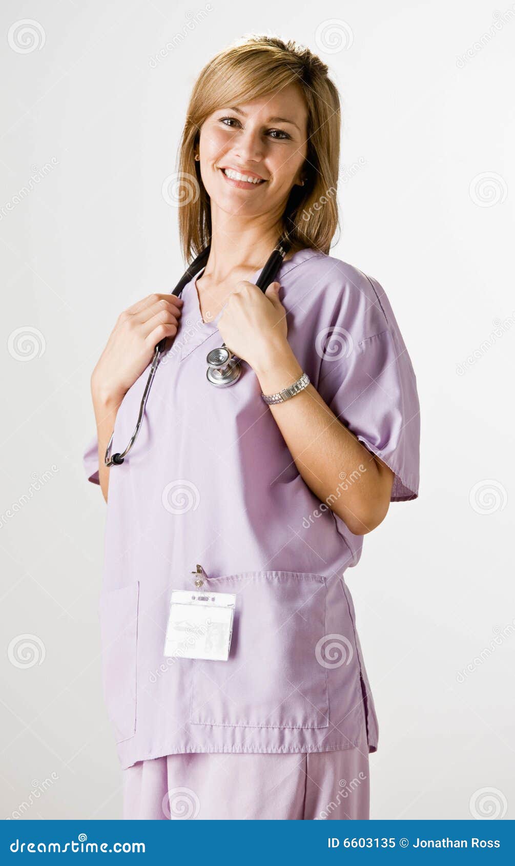 Nurse Wearing Scrubs And Stethoscope Royalty Free Stock Photo Image