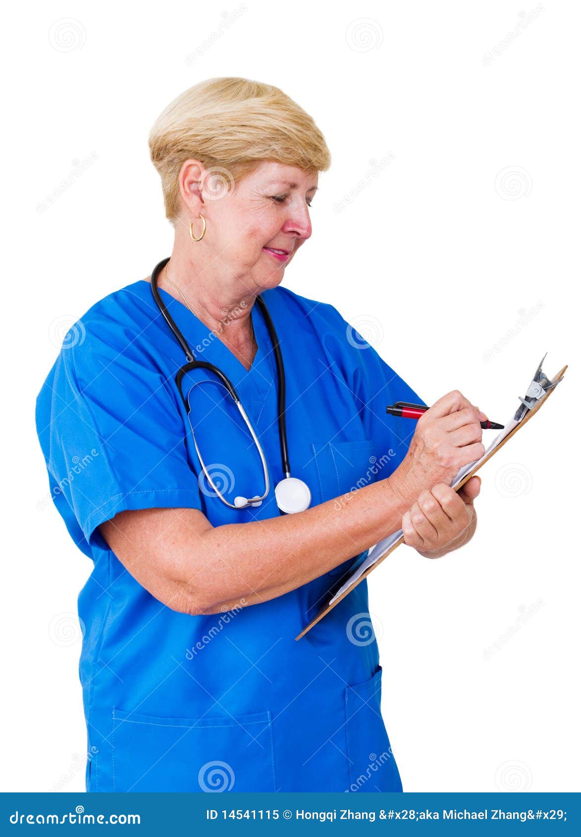 Nurse Writing On Clipboard Stock Image Image Of Adult