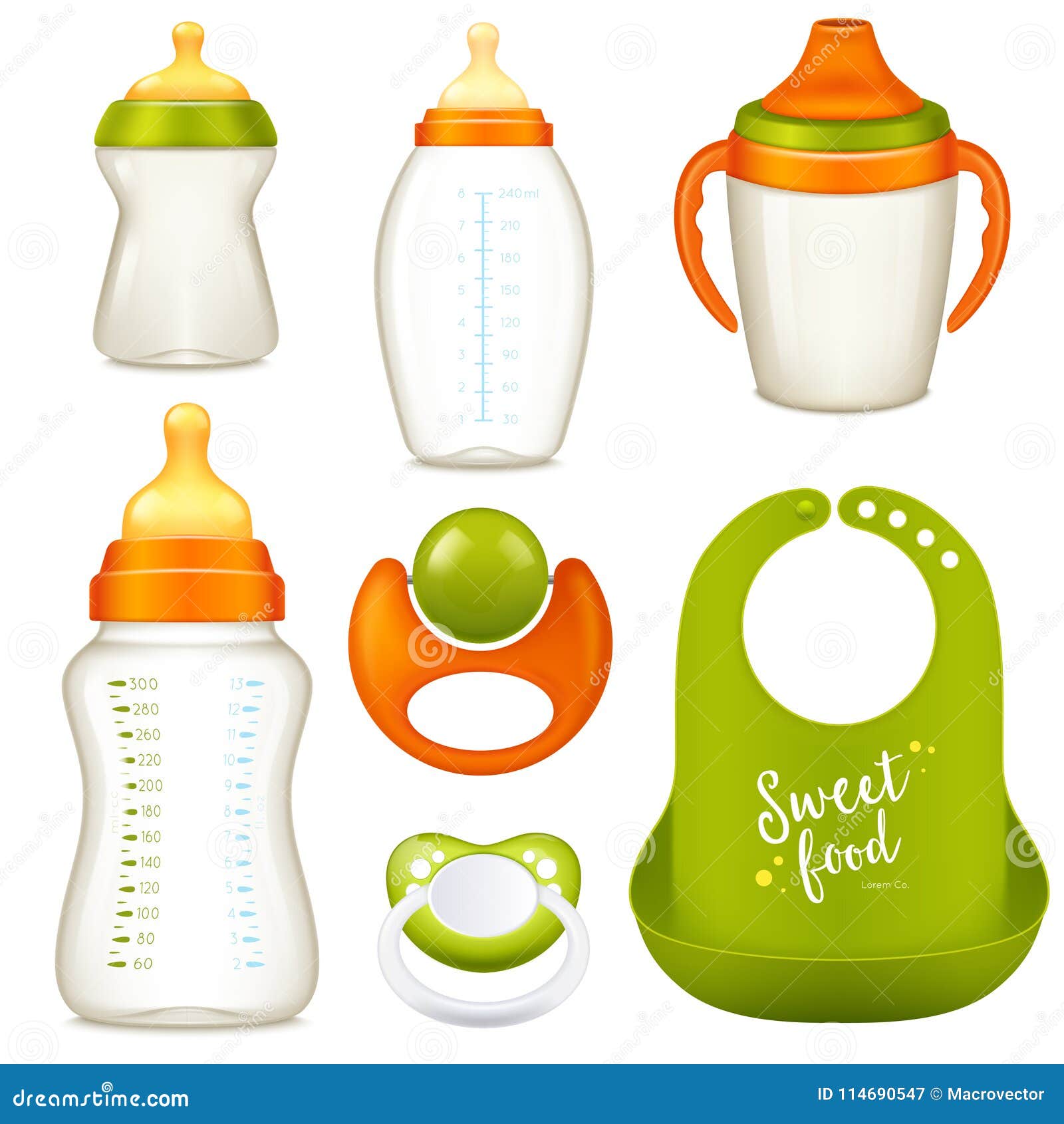 Download Nurser Baby Bottles Collection Stock Vector - Illustration of icons, equipment: 114690547