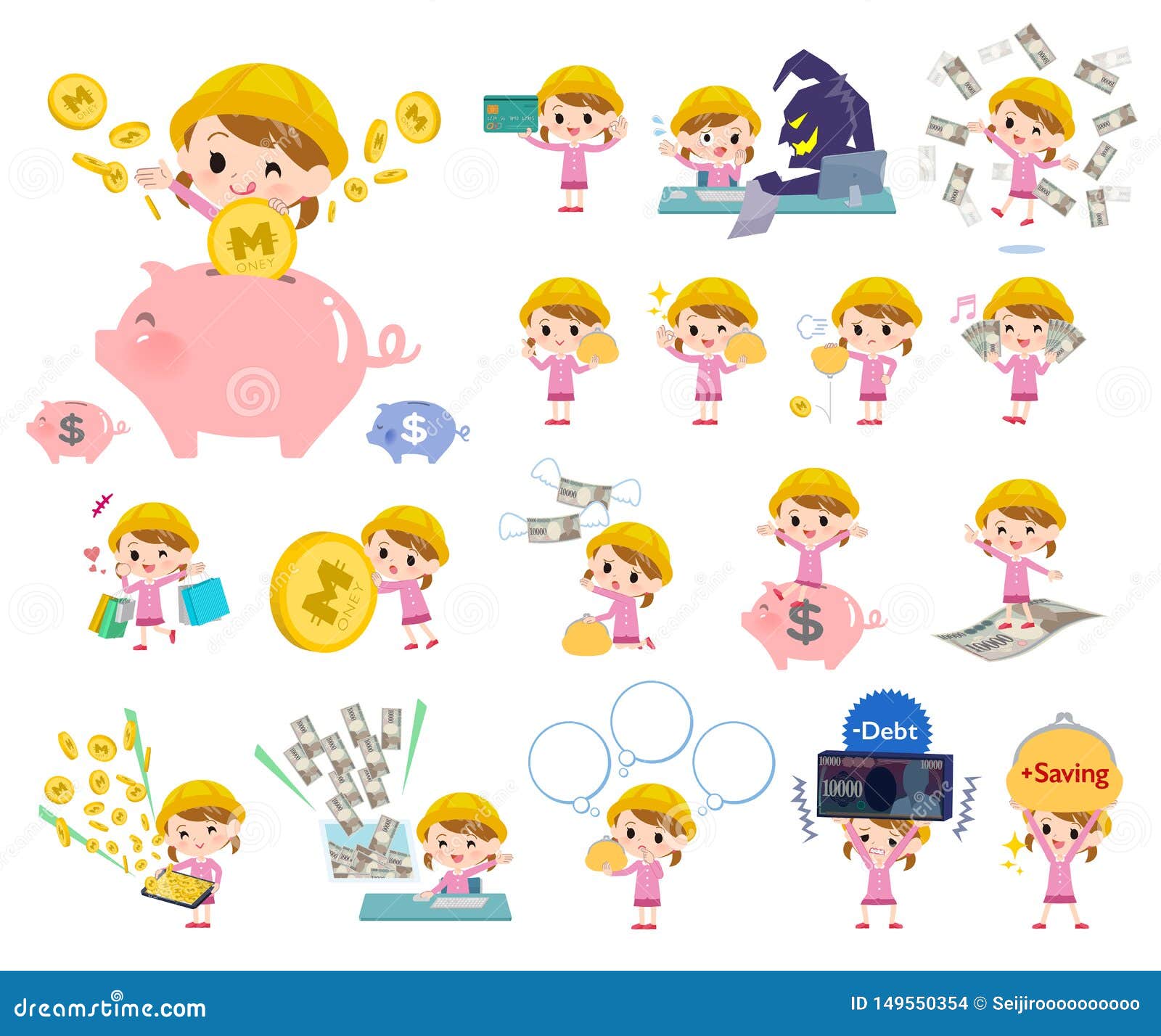 Nursery school girl_money stock vector. Illustration of nursery 149550354