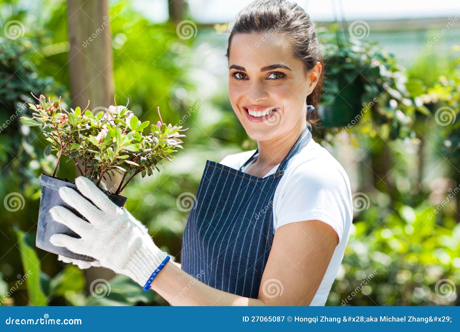 Nursery worker greenhouse stock image. Image of female 27065087