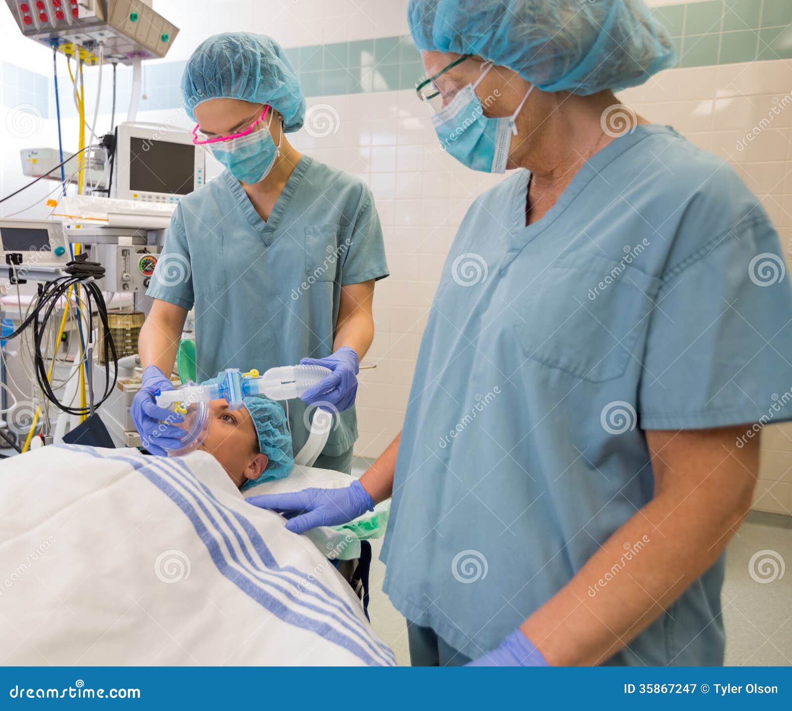 Nurses Preparing Patient Before Operation Stock Image