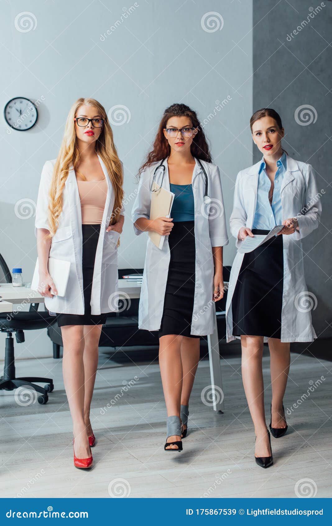 Nurses in White Coats Walking in Stock Image Image of communication