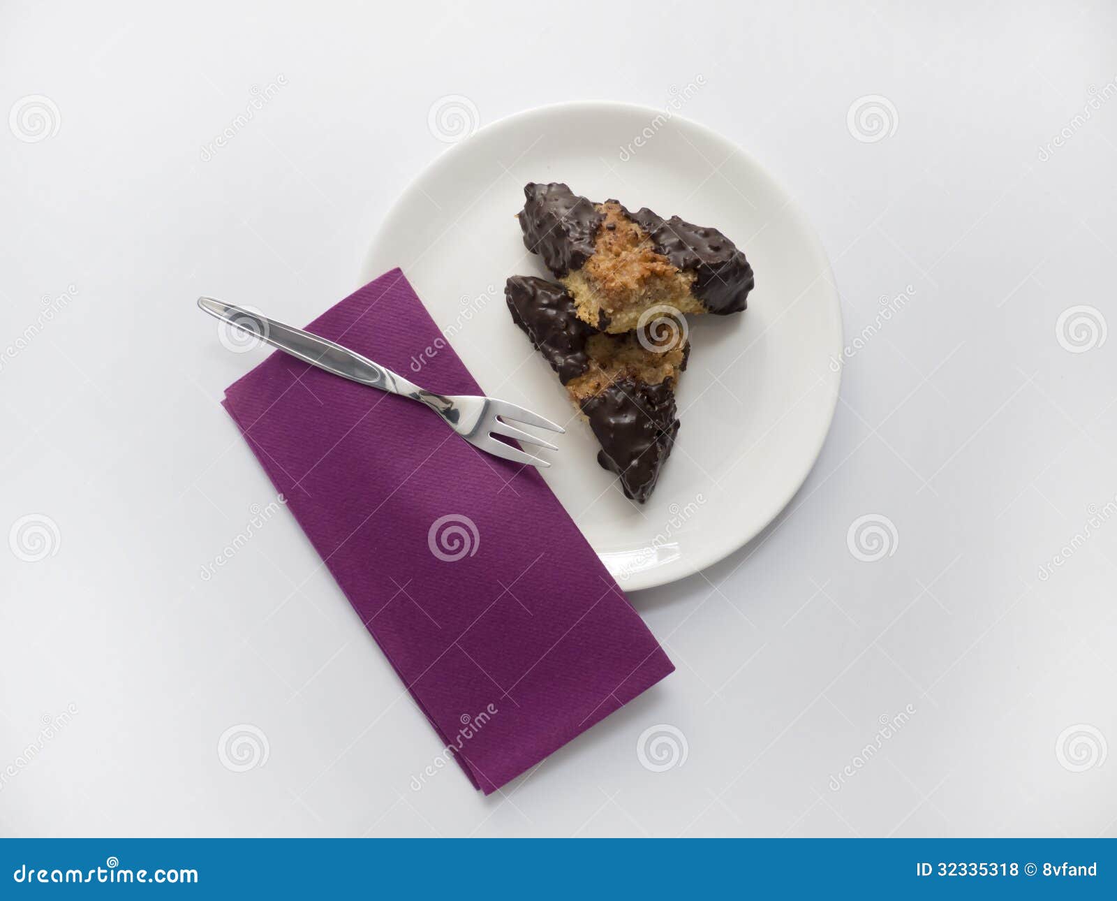 Nut slices on plate stock photo. Image of fork, icing 32335318