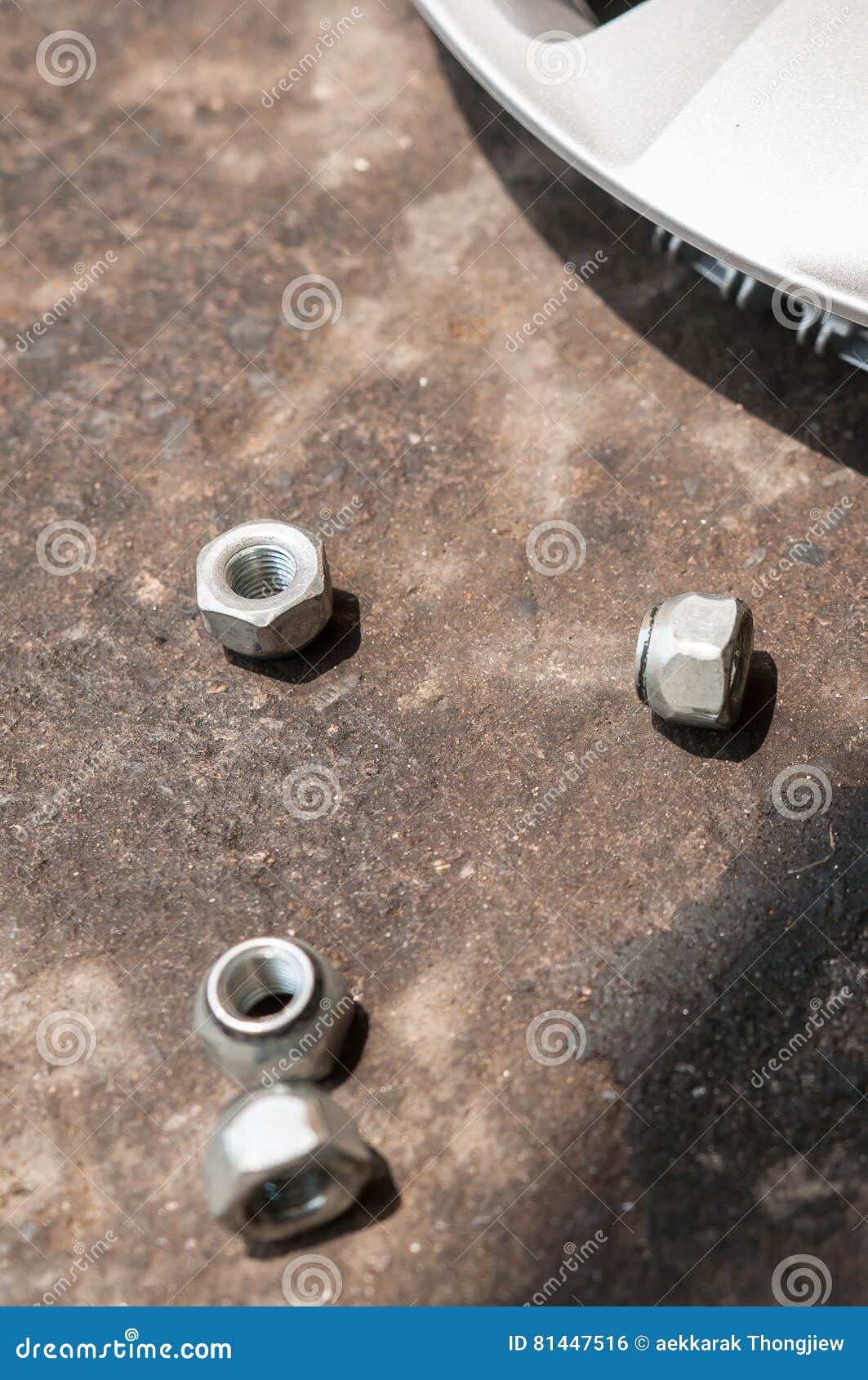 Nut Washer, on Dirt Floor in a Garage. Stock Photo Image of maintenance, break 81447516