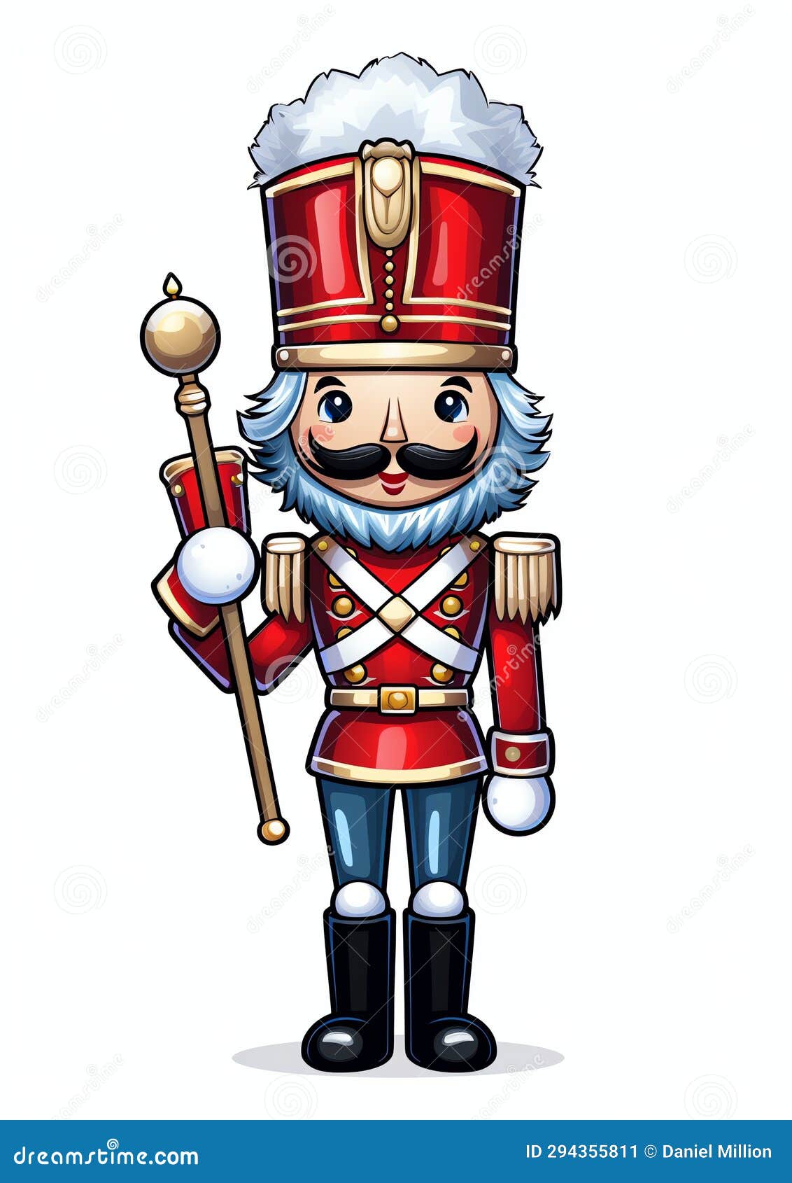 Nutcracker Ornaments Watercolor Winter Border Stock Illustration