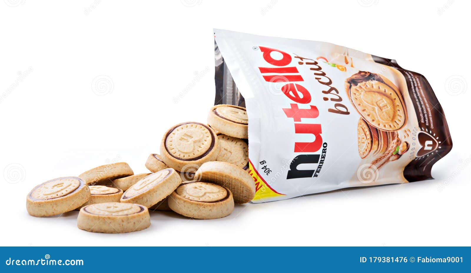 Nutella Biscuits Ferrero, Open Pack with Biscuits in the Foreground