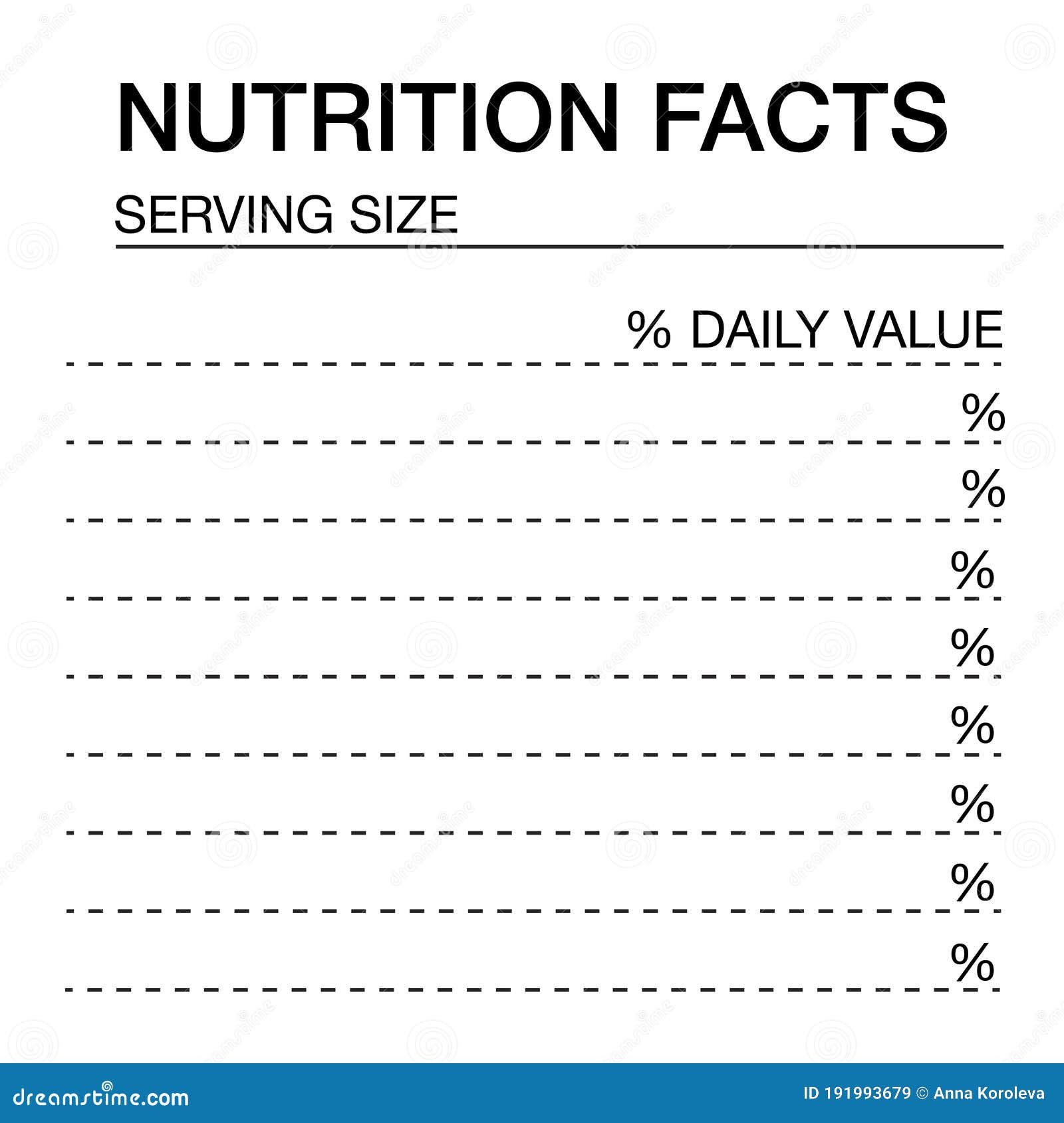 Nutrition Facts Blank Form.Nutrition Facts Vector Blank, Template Intended For Blank Food Label Template