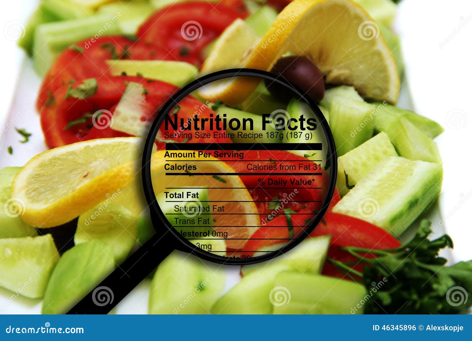 Nutrition Facts on Fresh Salad Stock Photo Image of sliced, closeup 46345896