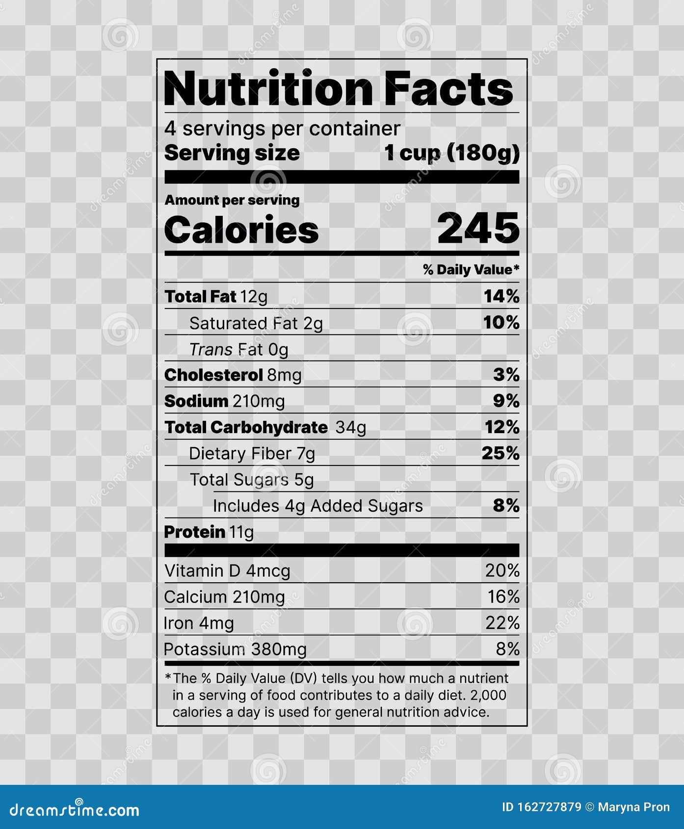 Nutrition Facts Label. Vector Illustration. Tables Food Information Stock Vector - Illustration ...
