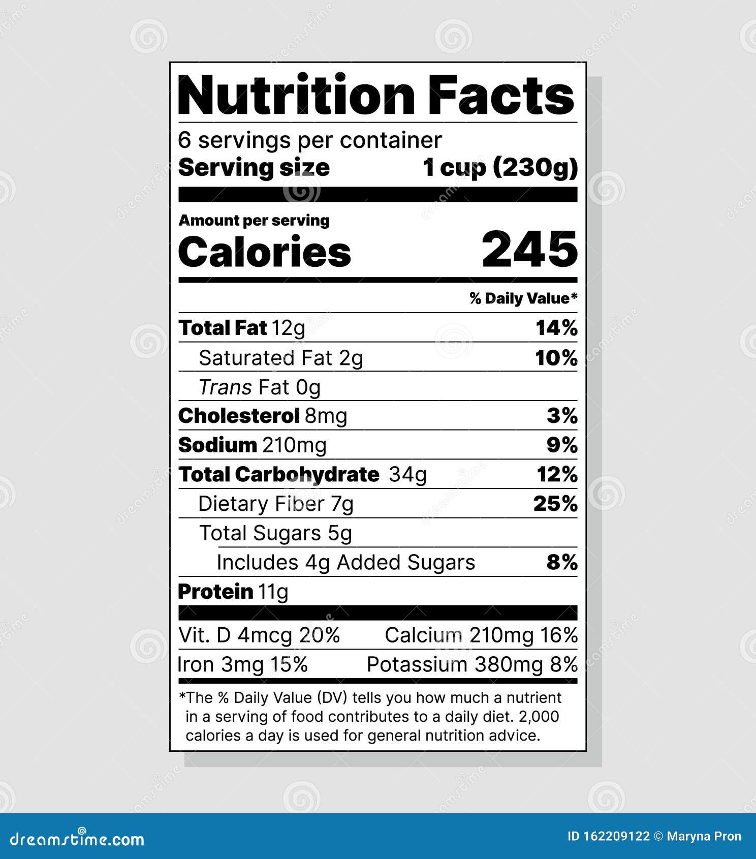 Nutrition Facts Label. Vector Illustration. Tables Food Information Stock Vector - Illustration ...