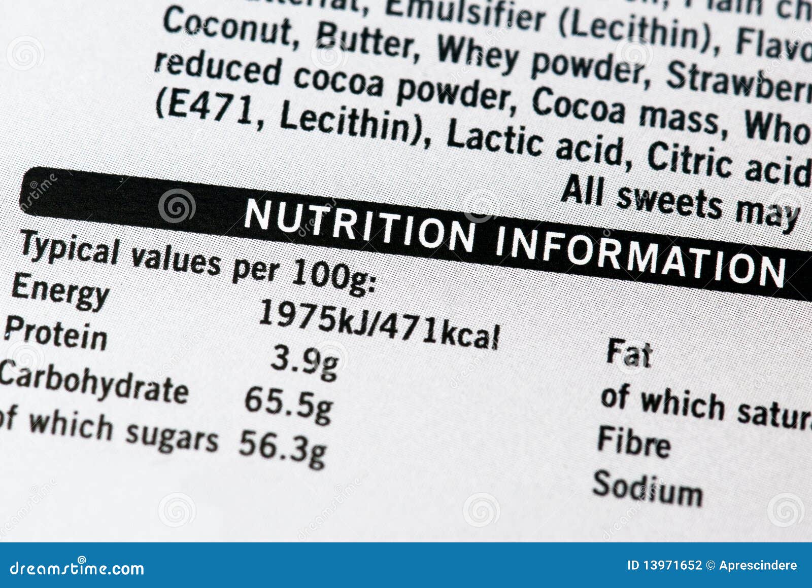 nutrition information