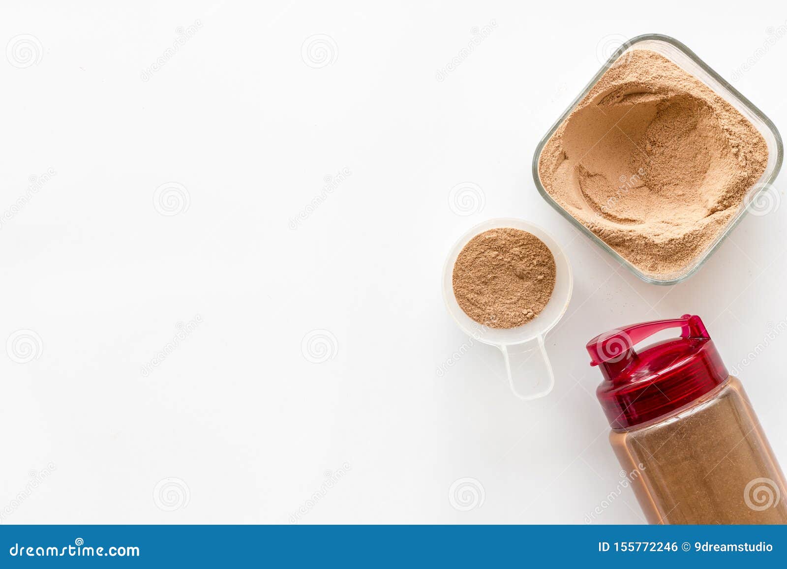 Download Nutrition For Workout With Protein Cocktail Powder And Shaker On White Background Top View ...