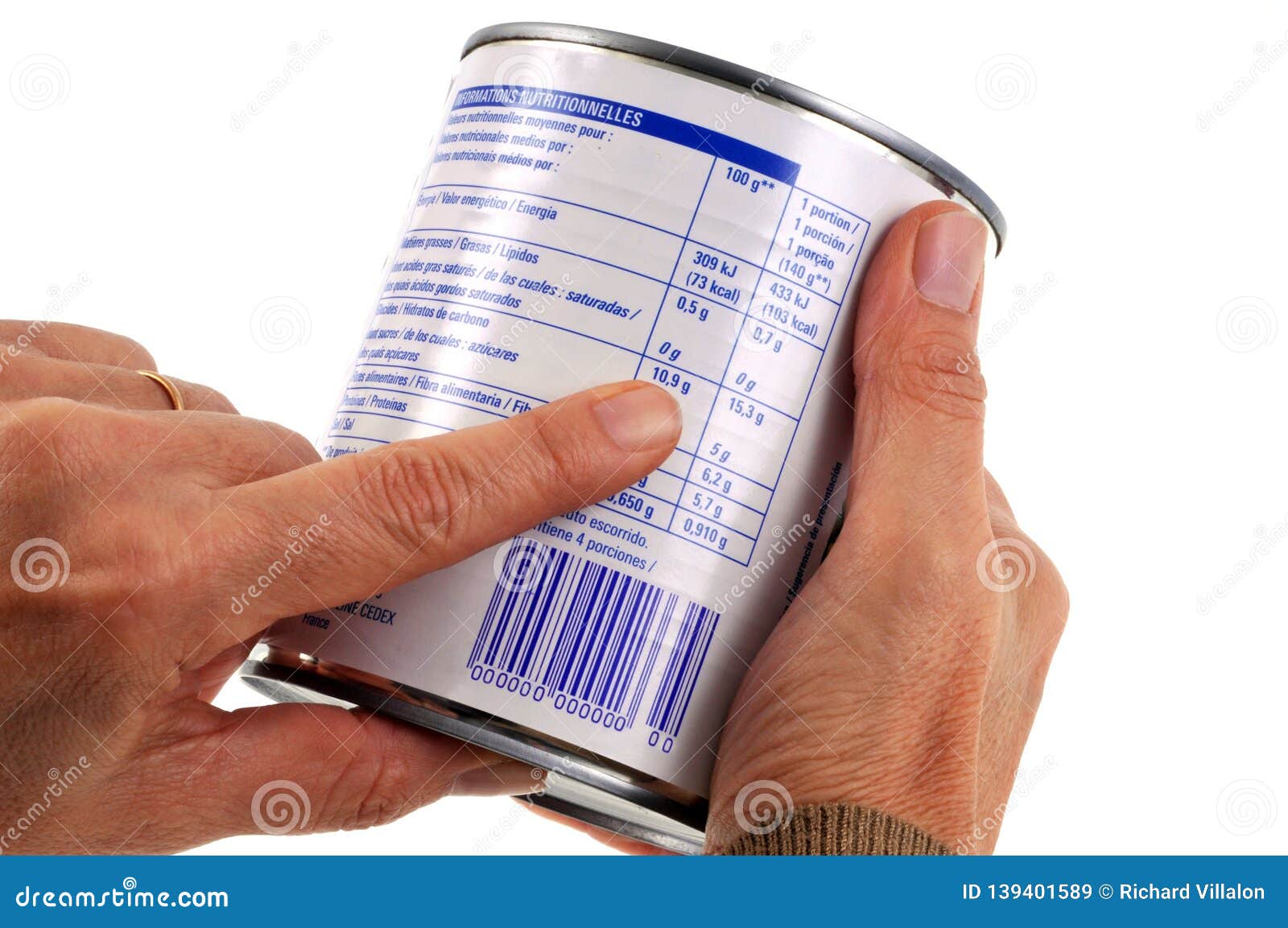 Nutritional Information Of A Tin Can Stock Image