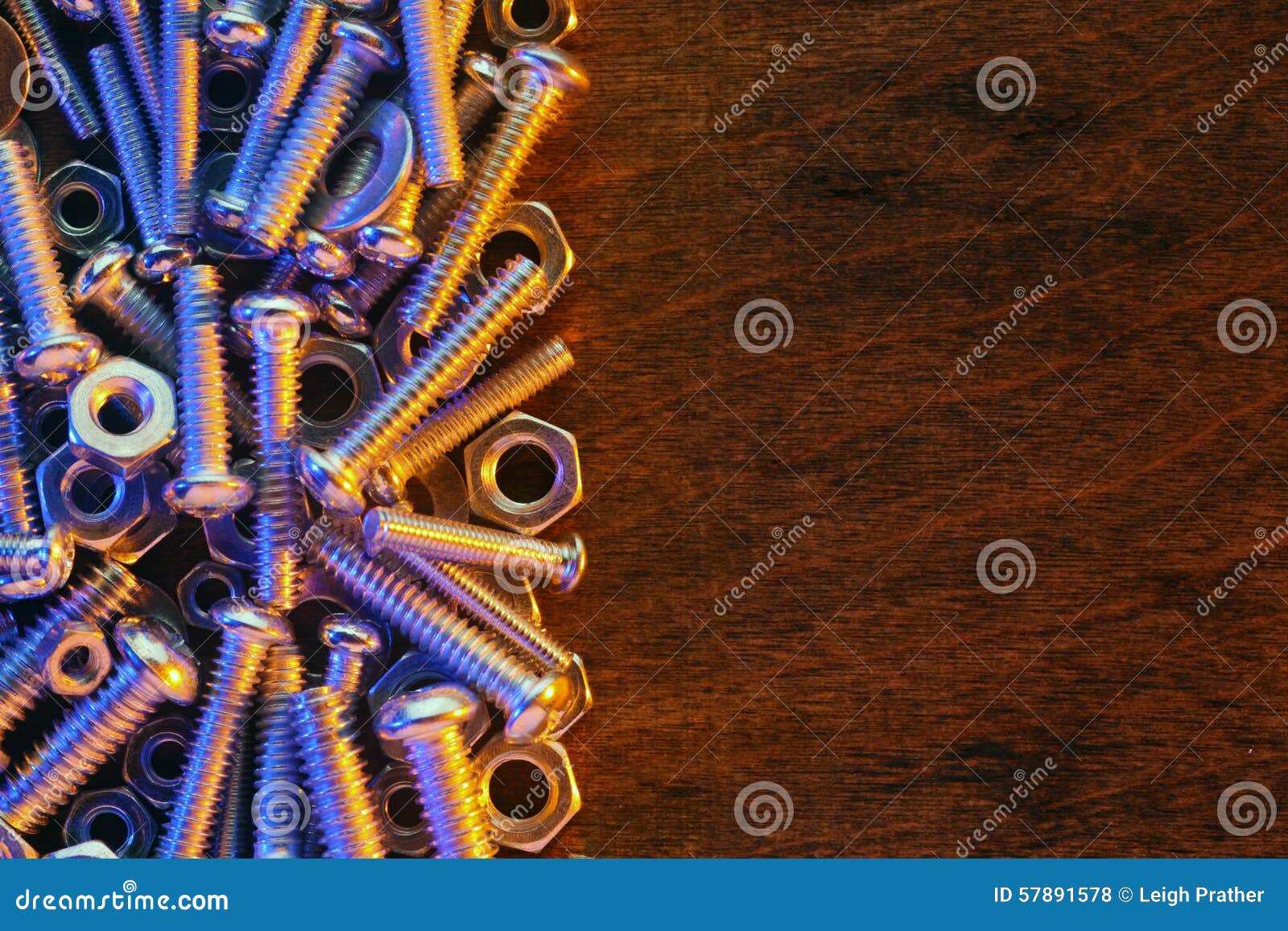 Nuts and bolts background stock photo. Image of blue 57891578