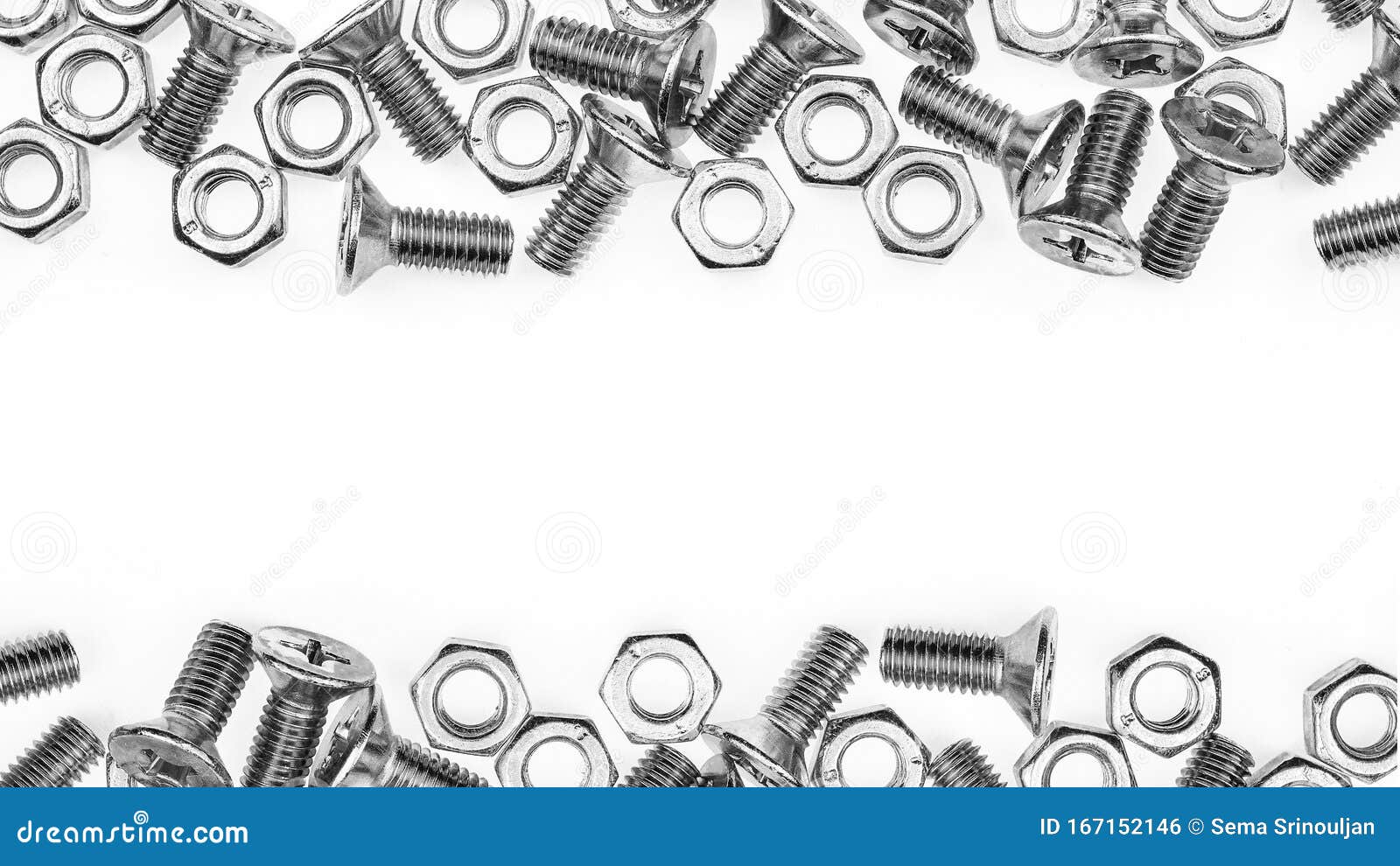 Nuts and Bolts Isolated on White. Stock Photo Image of metallic
