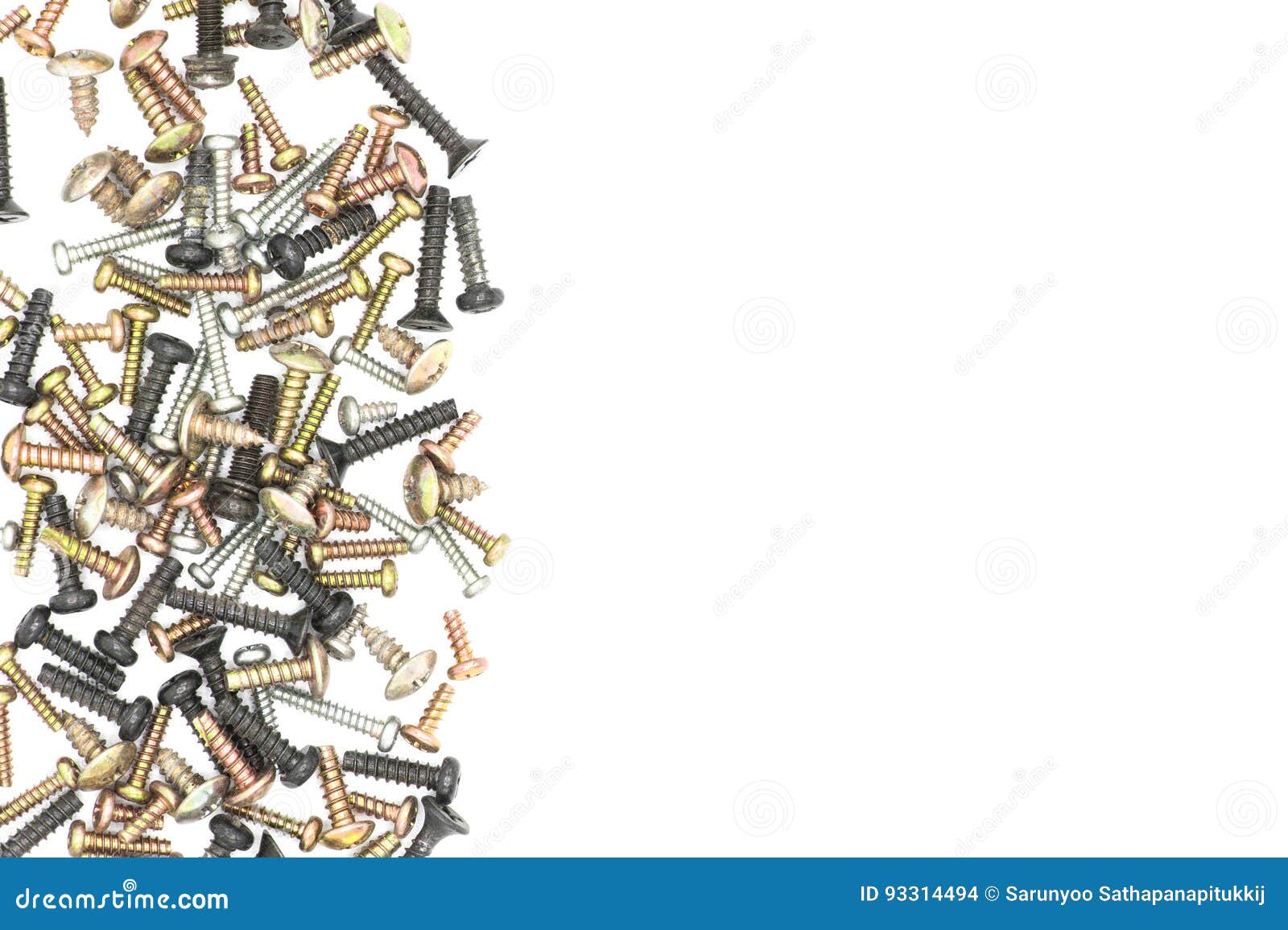 Nuts / Bolts / Long Screws Closeup on White Background Stock Photo