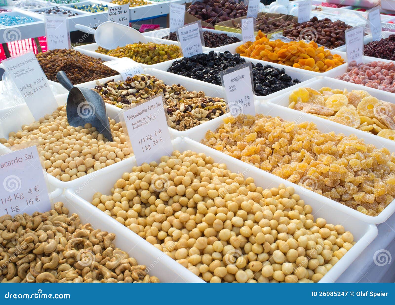 Nuts and dried fruit stock image. Image of shop, stall 26985247