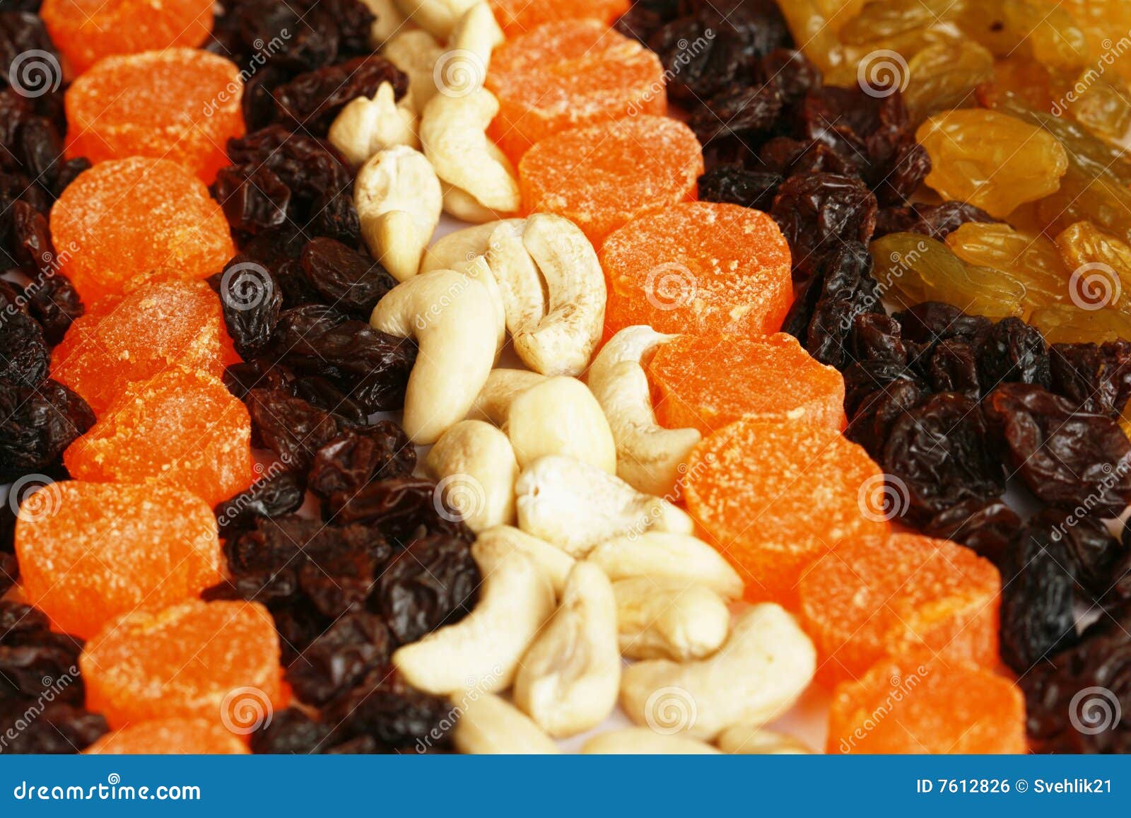 Nuts and dried fruits stock photo. Image of breakfast 7612826