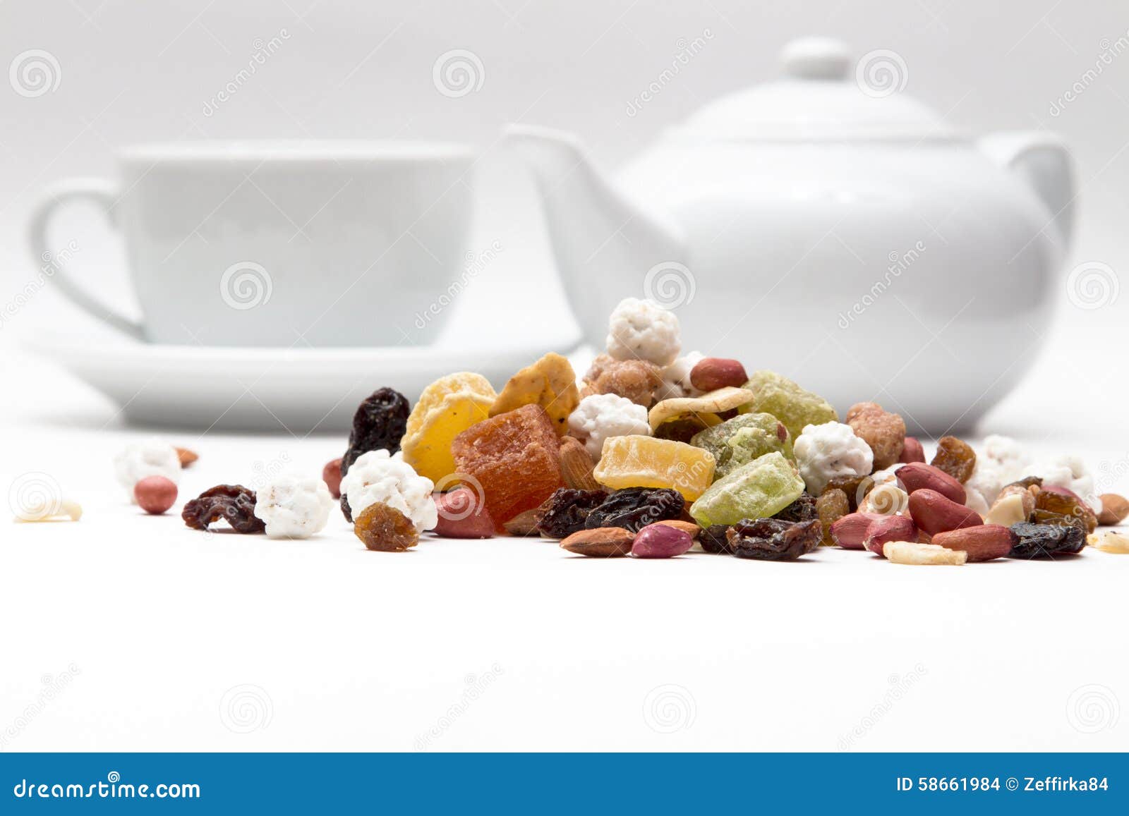 Nuts and Dried Fruits, on a Background of Coffee Stock Photo Image of raisin, delicious 58661984