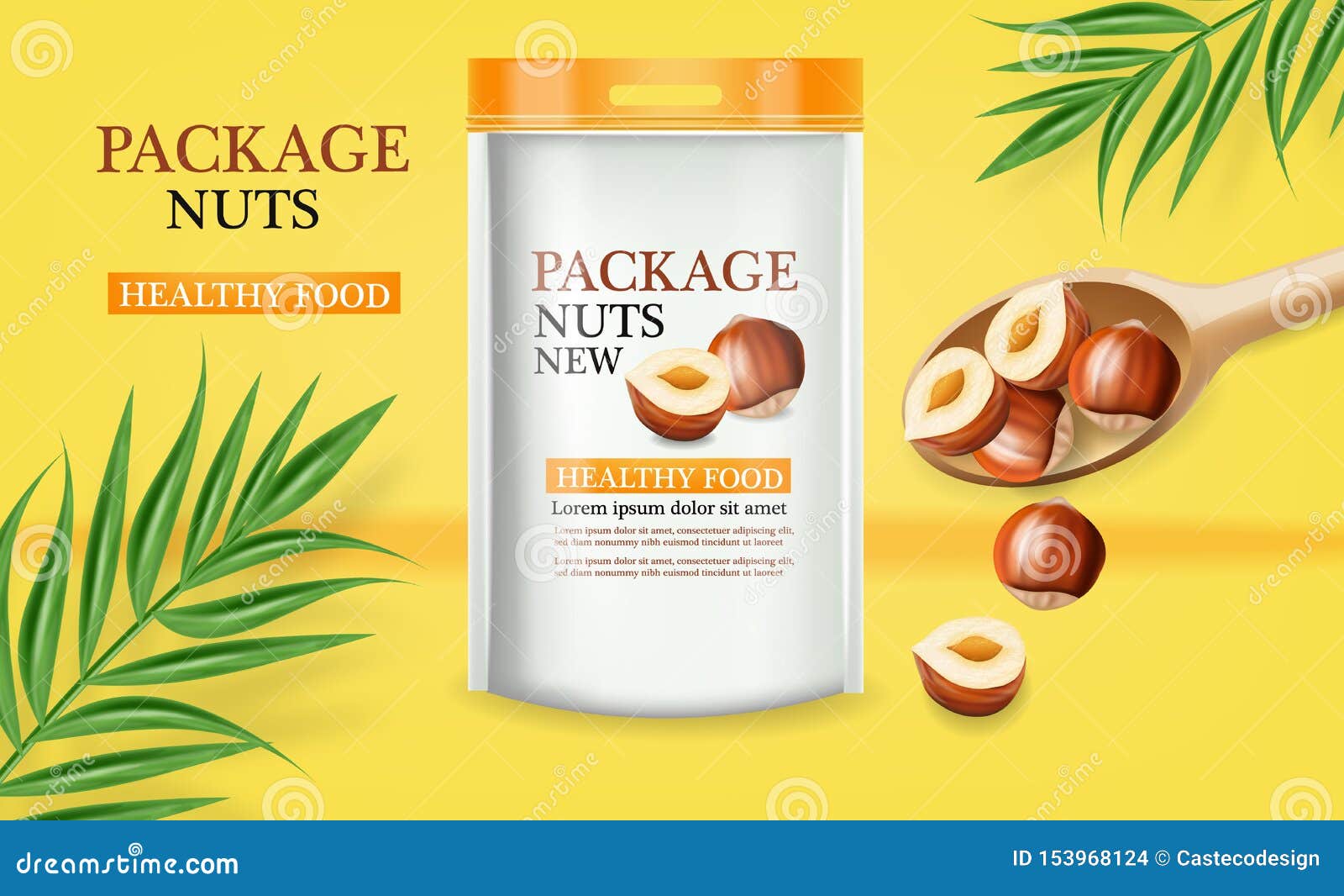 Nuts Package Vector Realistic Mock Up. Label Design ...