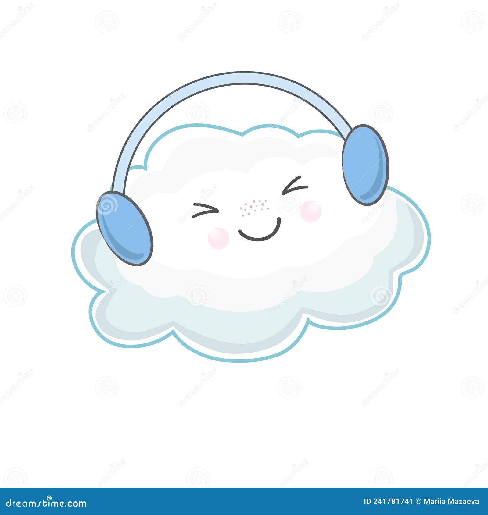 Nuvem De Desenhos Fofos Ouvindo Música Com Fones De Ouvido. Ilustração Do  Vetor De Desenho Animado. Kawaii. Ilustração do Vetor - Ilustração de  nuvens, sorriso: 241781741