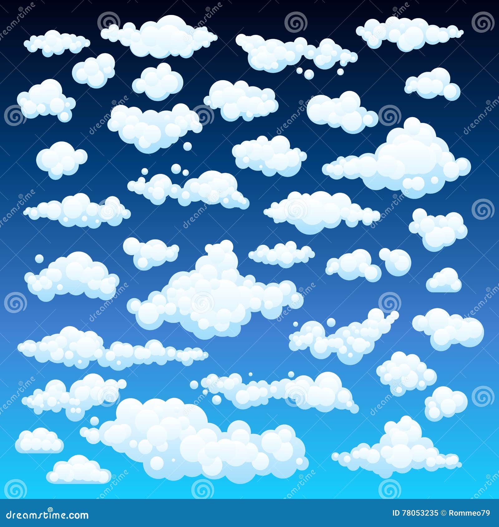 Vetores de Jogo Da Nuvem Dos Desenhos Animados Fundo Do Céu Nebuloso Céu Azul Com As Nuvens Macias Brancas Ilustração Do Vetor e mais imagens de Nuvem - iStock