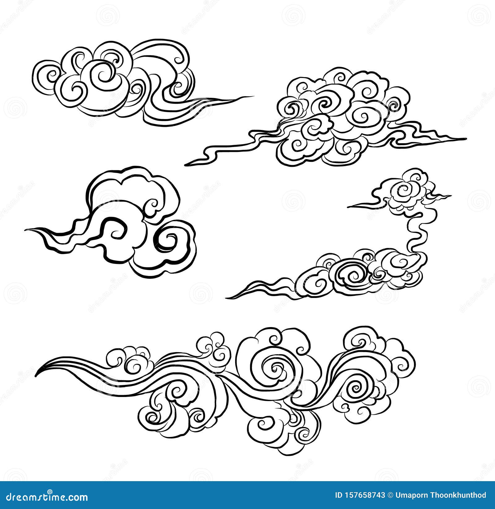 Nuvem Chinesa De Desenho Animado. Tatuagem Em Estilo Asiático Em Forma  Elemento De Ornamento Oriental Em Nuvem - Joanês-coreano Th Ilustração do  Vetor - Ilustração de fundo, coreano: 238745173