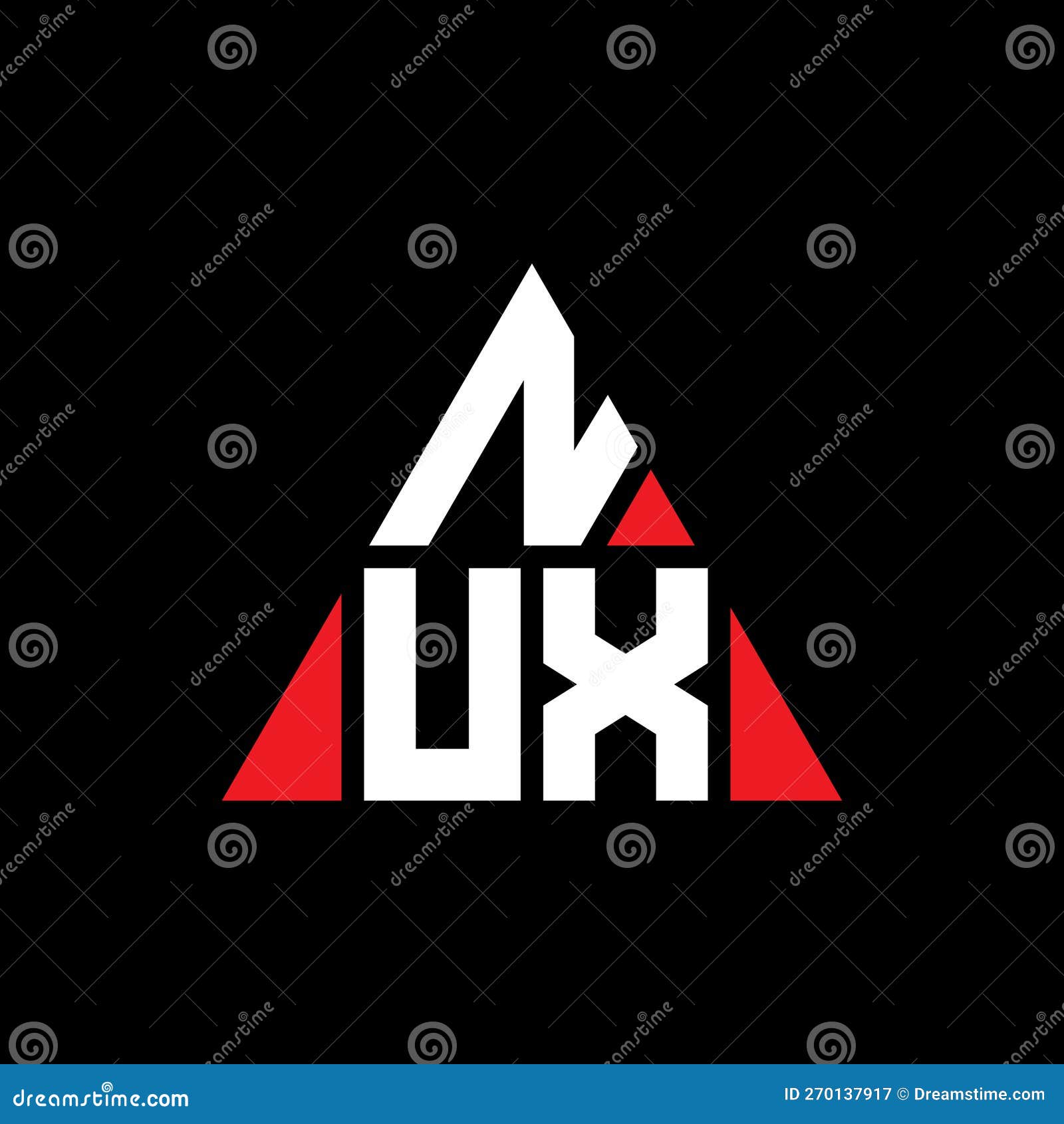 nux triangle letter logo  with triangle . nux triangle logo  monogram. nux triangle  logo template with red