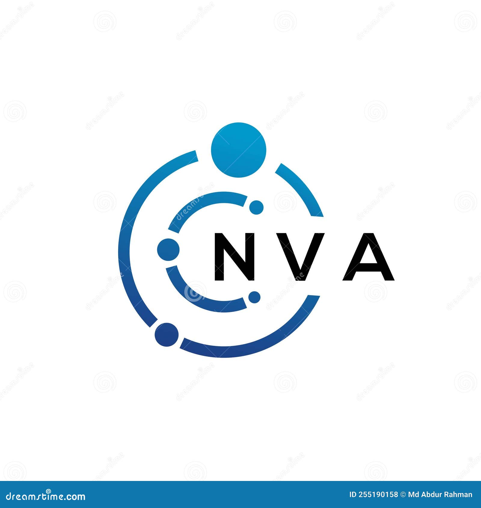 NVA Letter Technology Logo Design on White Background. NVA Creative