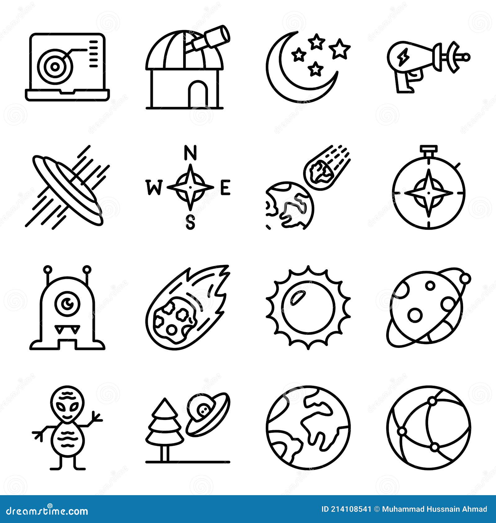 pack of space and astrology linear icons