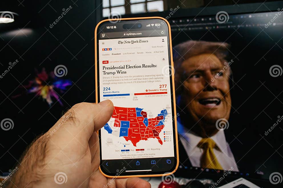 NY Times 2024 Presidential Election Results Trump Wins Editorial Image