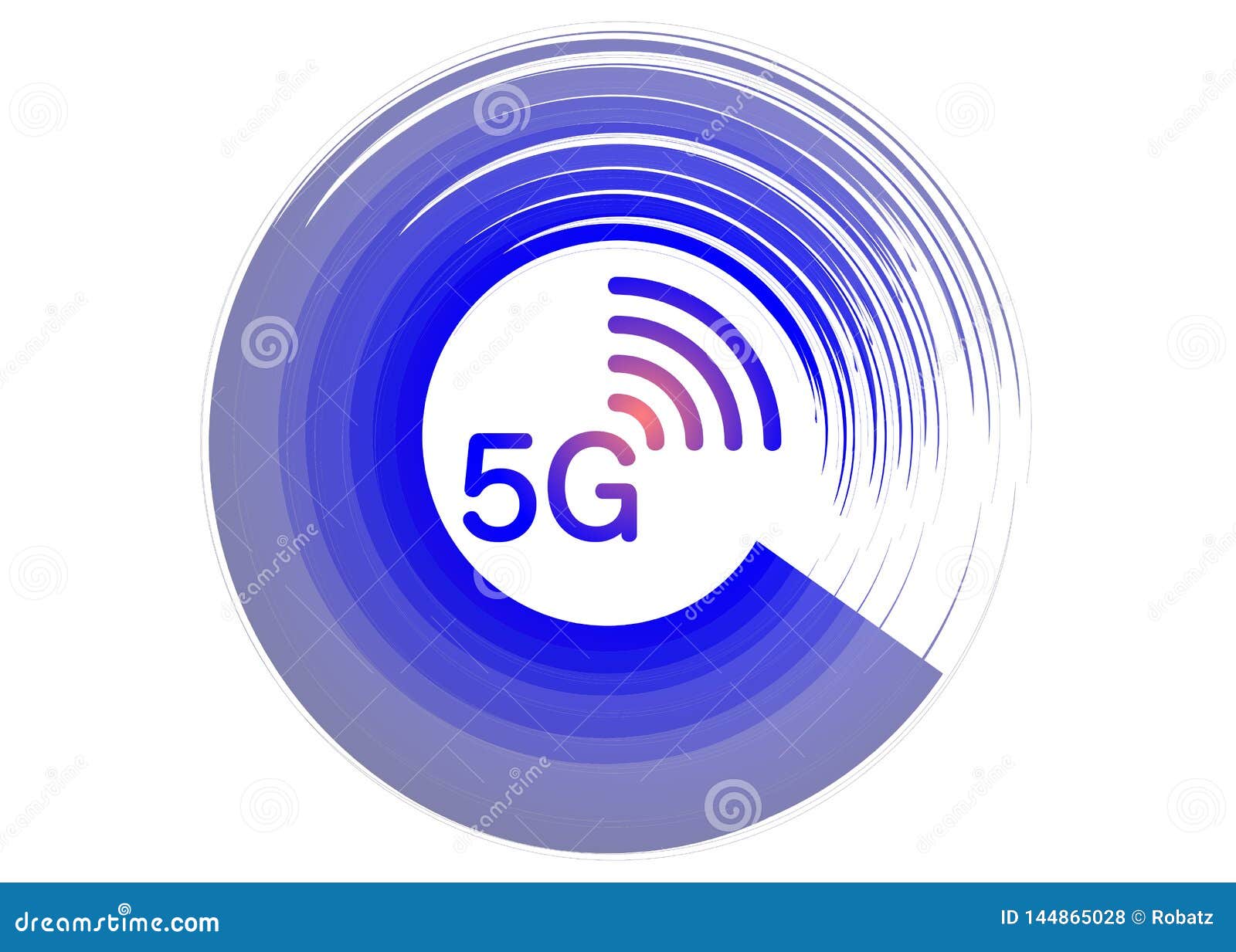 5G new wireless internet wifi connection - 5 g new generation mobile network icon, blue logo vector isolated or white background.