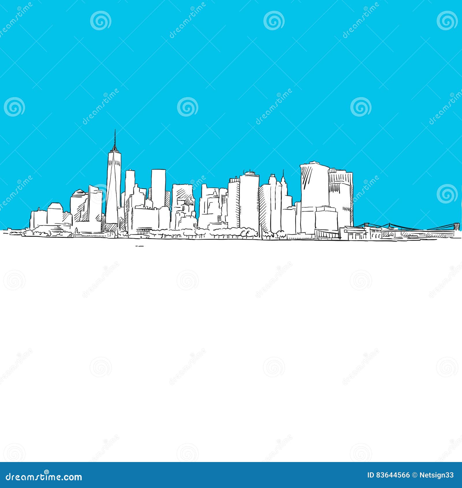 nyc panorama, blue series