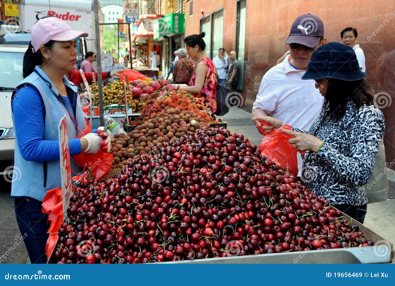 NYC Selling Cherries in Chinatown Editorial Stock Image Image of
