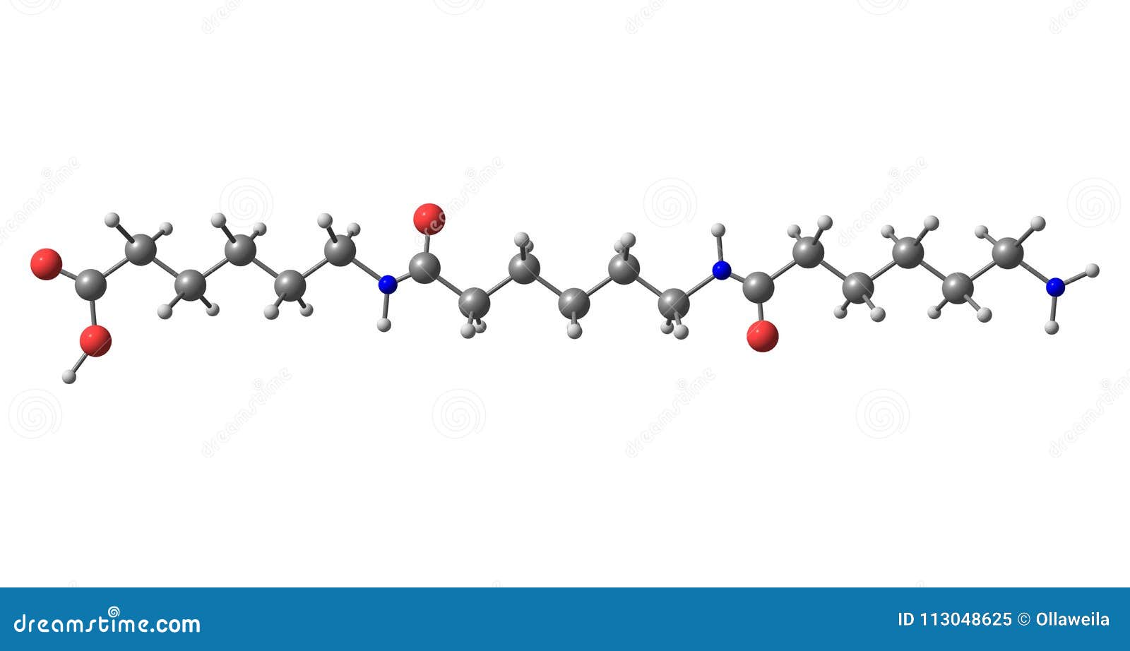Nylon Molecular Structure Isolated on White Background Stock