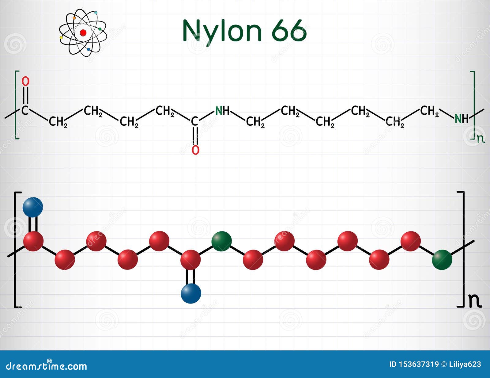 Nylon 66 or Nylon Molecule. it is Plastic Polymer. Structural