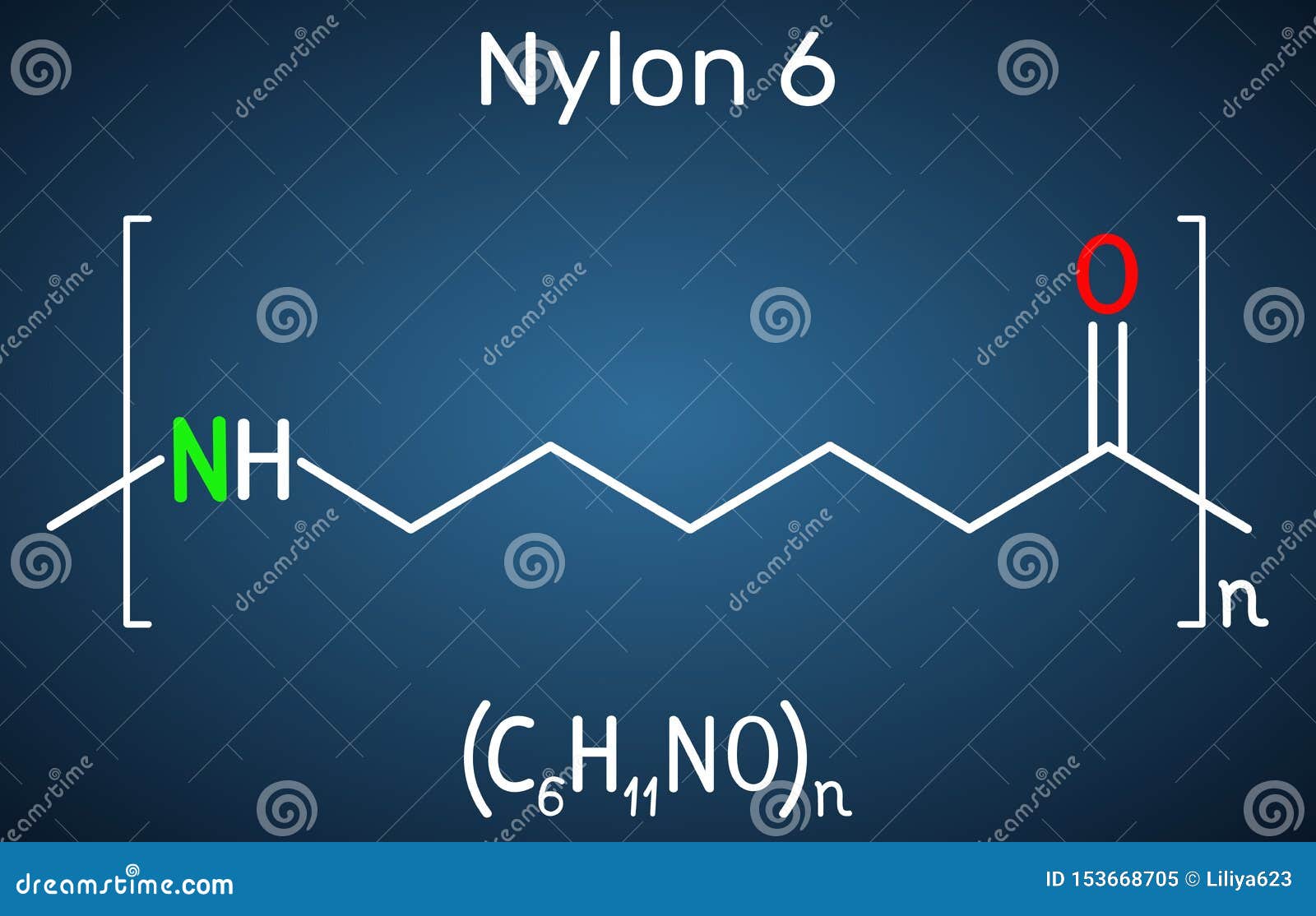 Nylon 6 or Polycaprolactam Polymer Molecule. Structural Chemical