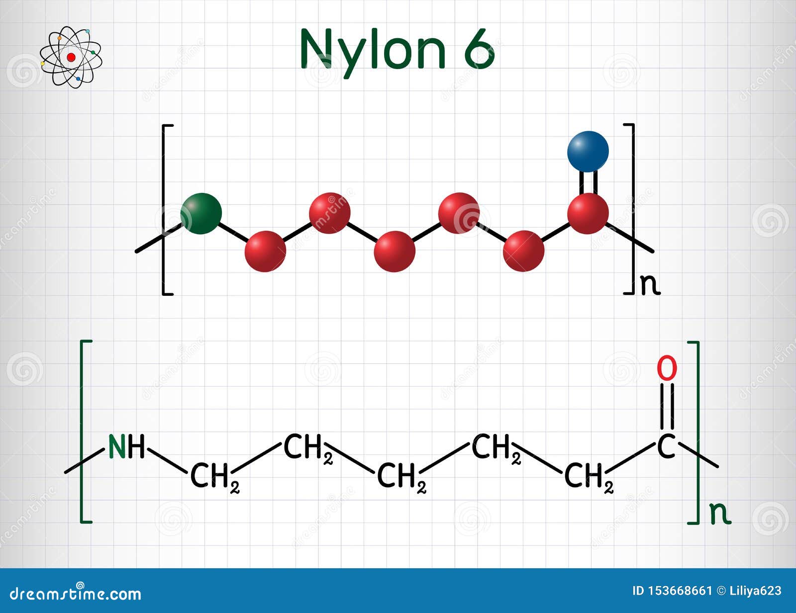 Nylon 6 or Polycaprolactam Polymer Molecule. Structural Chemical