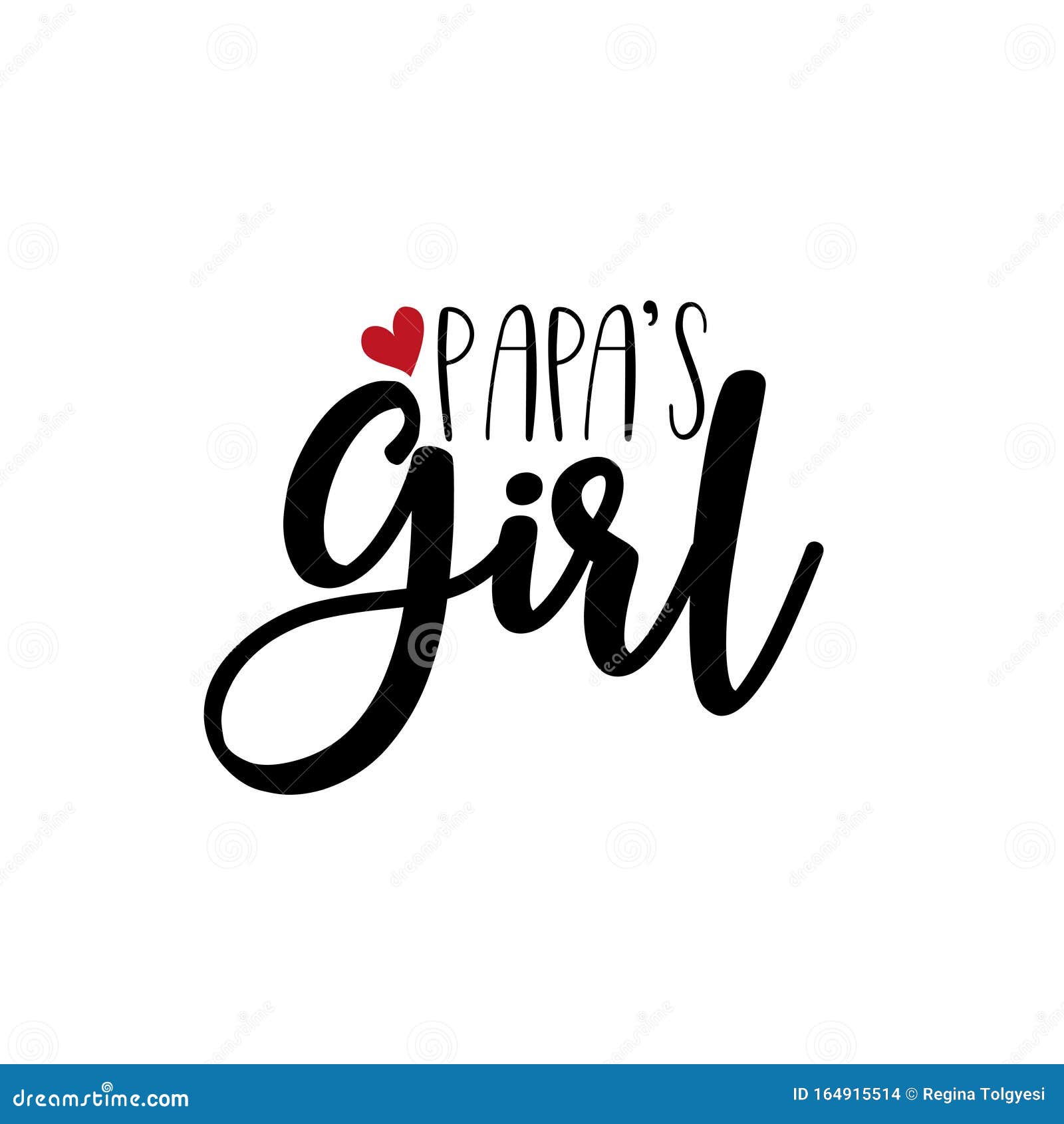 papa`s girl text, with red heart.