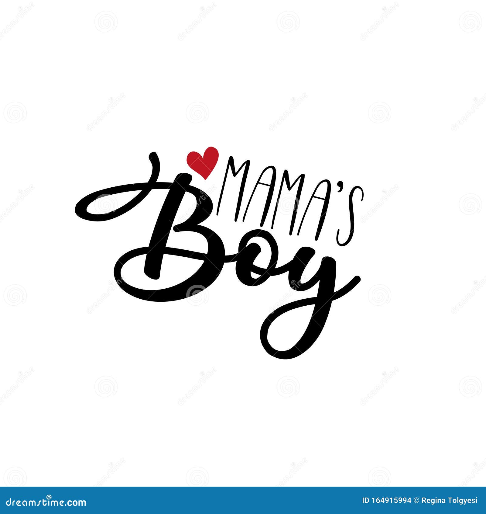 mama`s boy- text, with red heart.