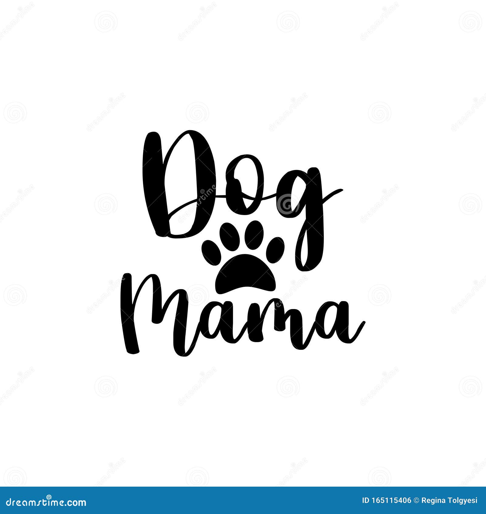 dog mama- text with paw sihouette.