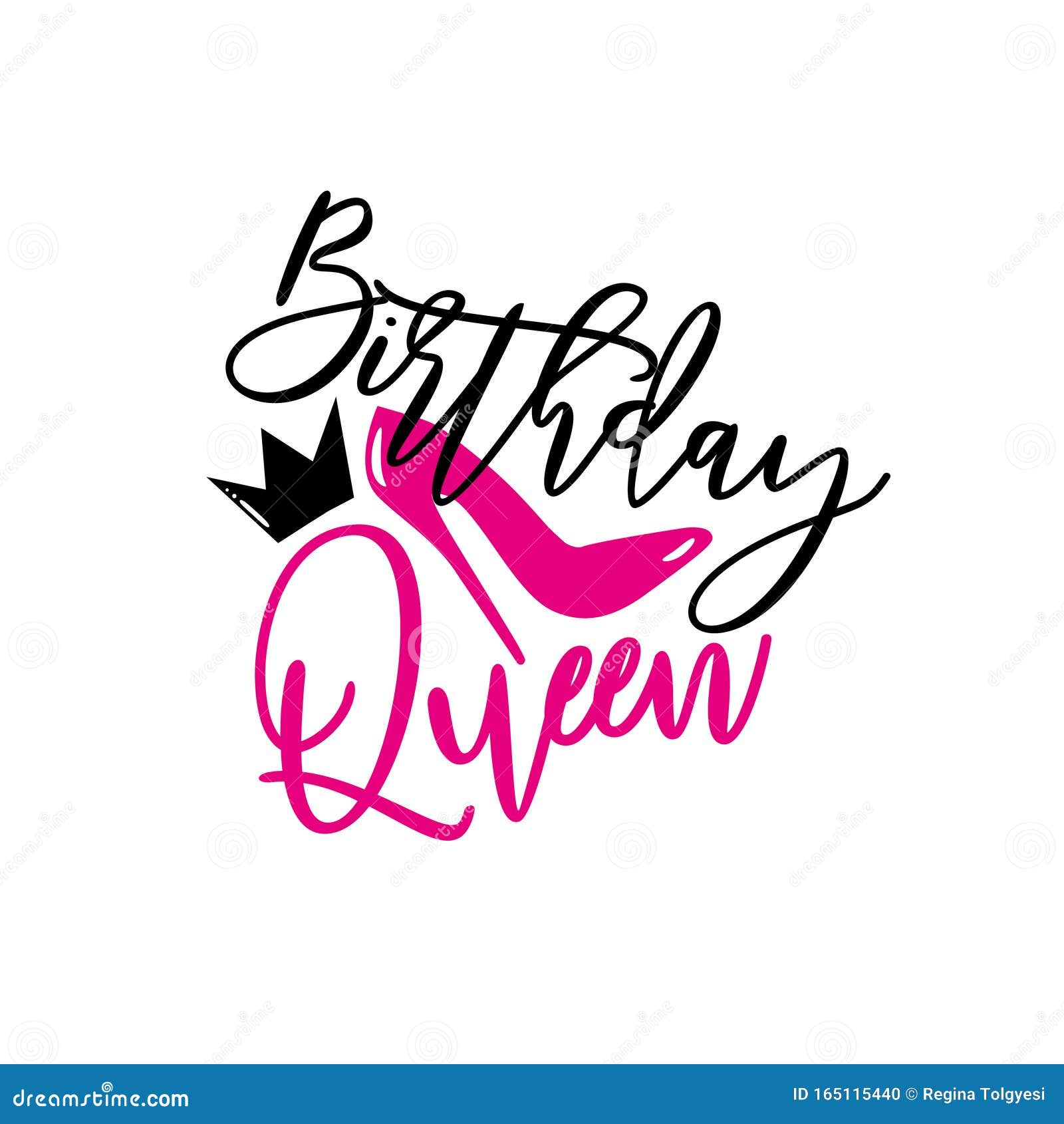 Download Birthday Queen- Handwritten Text, With High-heel Shoe And ...