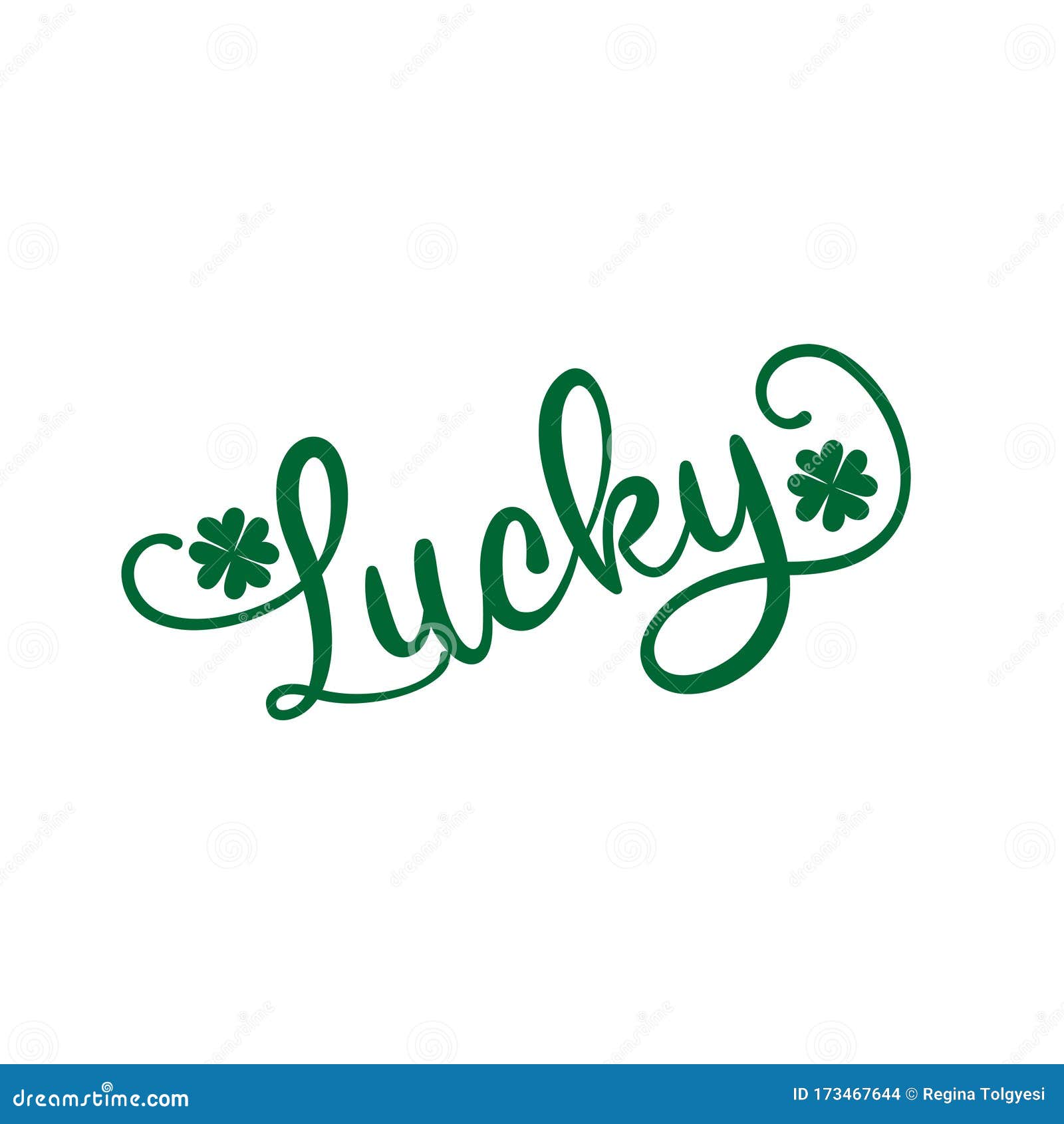 Lucky Calligraphy With Clover Stock Vector Illustration Lucky Calligraphy With Clover Stock Vector Illustration